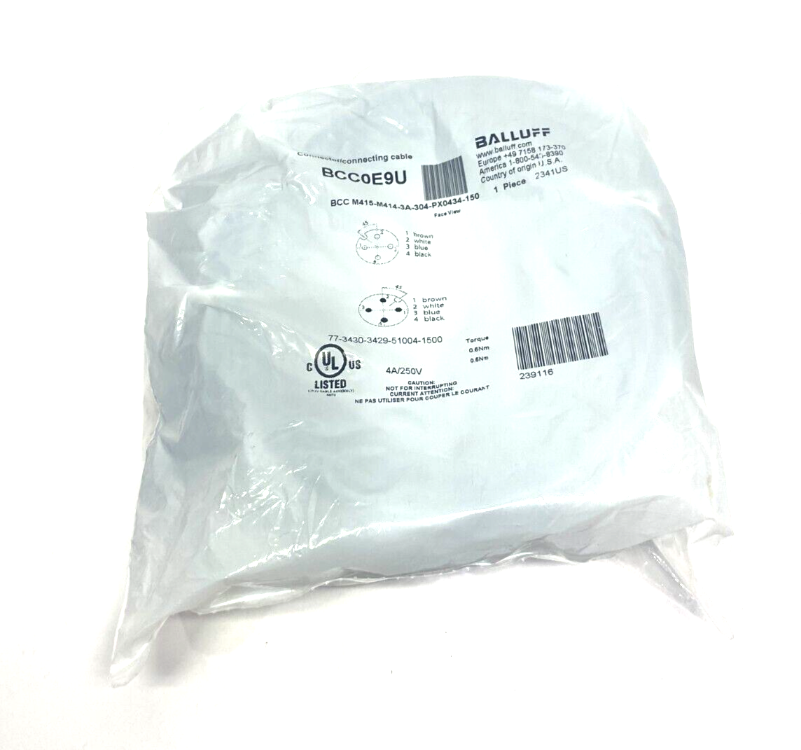 Balluff BCC M415-M414-3A-304-PX0434-150 Dbl-Ended Connecting Cordset BCC0E9U - Maverick Industrial Sales
