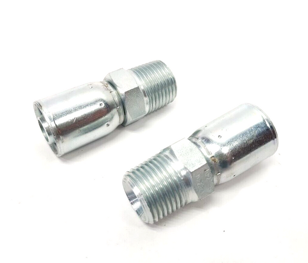 Danfoss Weatherhead 08E-108 Male Pipe Crimp Hose Fitting 1/2" Tube 1/2" NPT 2PK - Maverick Industrial Sales