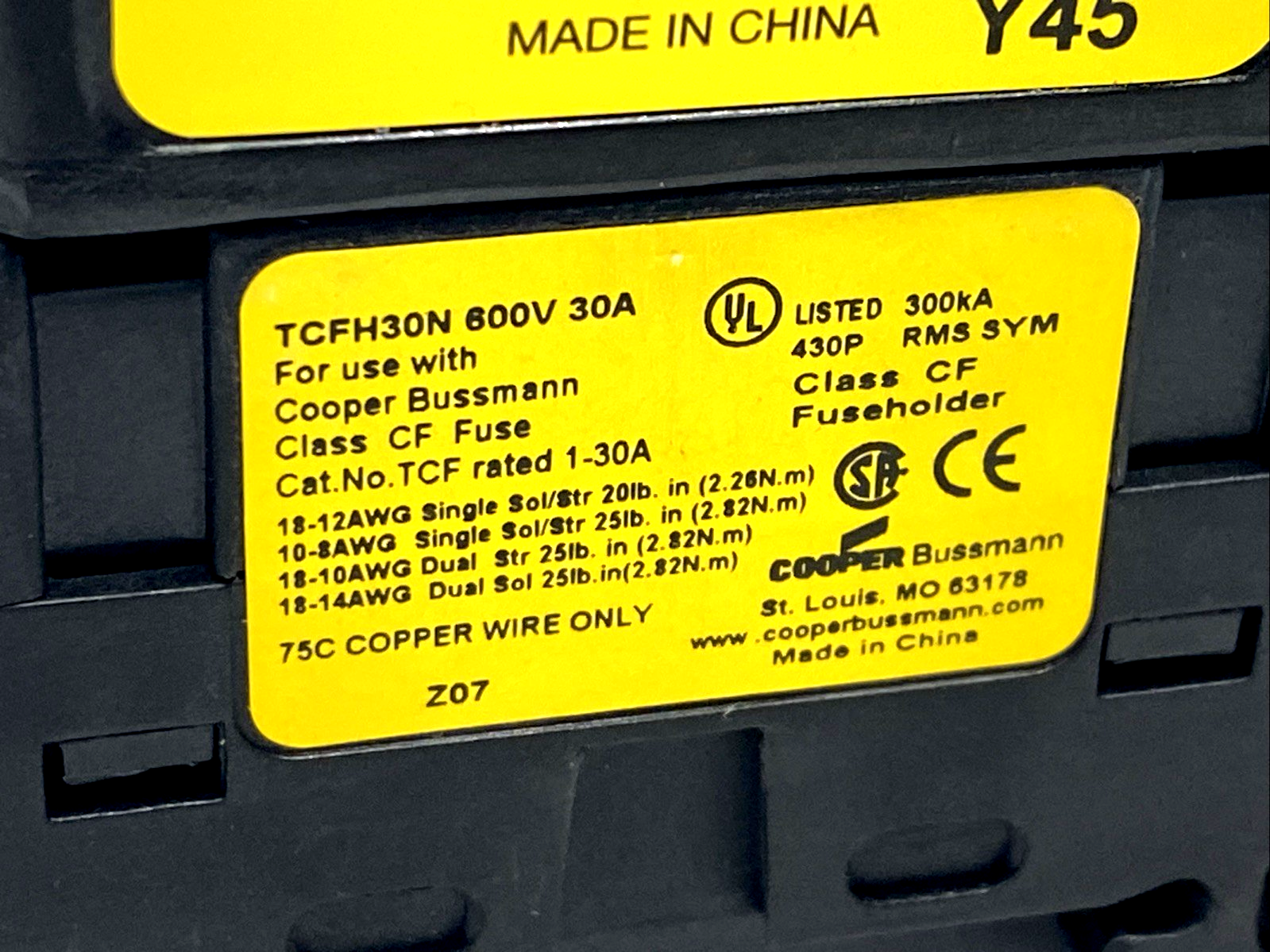 Bussmann TCF6 Class CF Cube Fuse 6A & TCFH30N Base - Maverick Industrial Sales