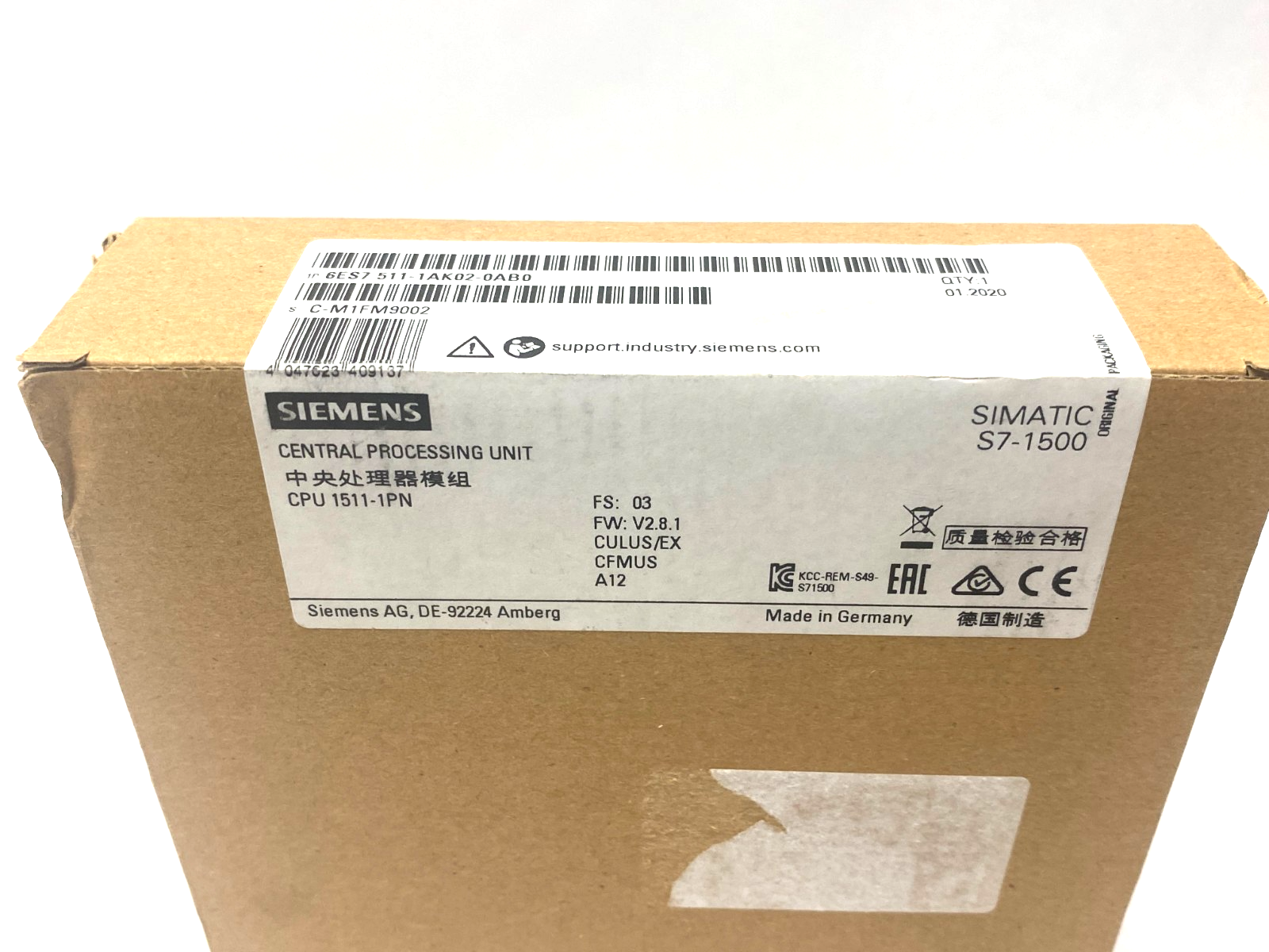 Siemens 6ES7 511-1AK02-0AB0 SIMATIC S7-1500 CPU Module 150kB 1Mb 1511-1PN - Maverick Industrial Sales