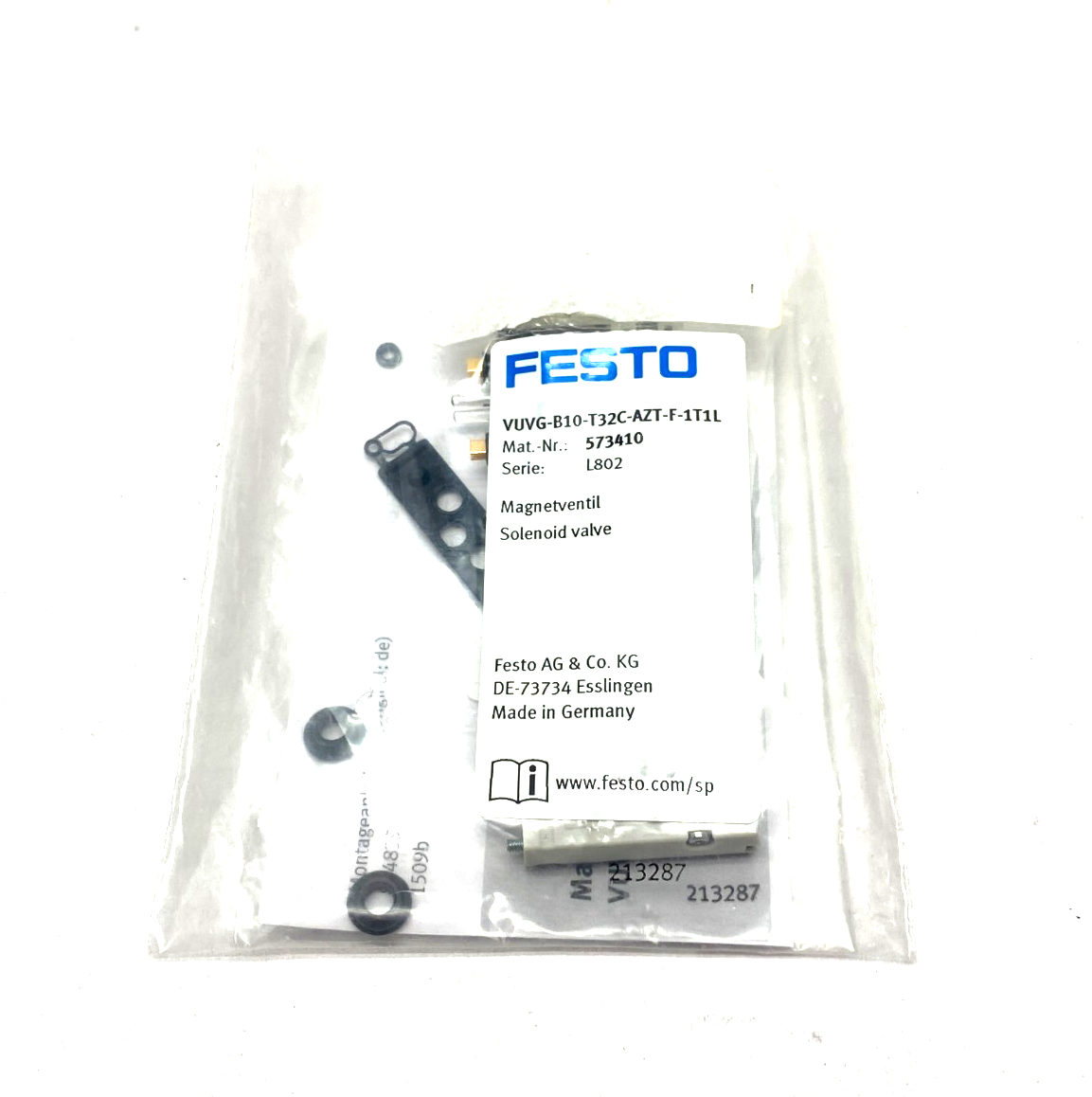 Festo VUVG-B10-T32C-AZT-F-1T1L Solenoid Valve 2-Way Monostable Closed, 573410 - Maverick Industrial Sales
