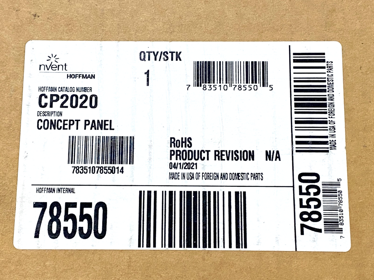 CP2020 | Hoffman nVent White Concept Panel, fits 20" x 20" Enclosure 78550 - New – Open box - Maverick Industrial Sales