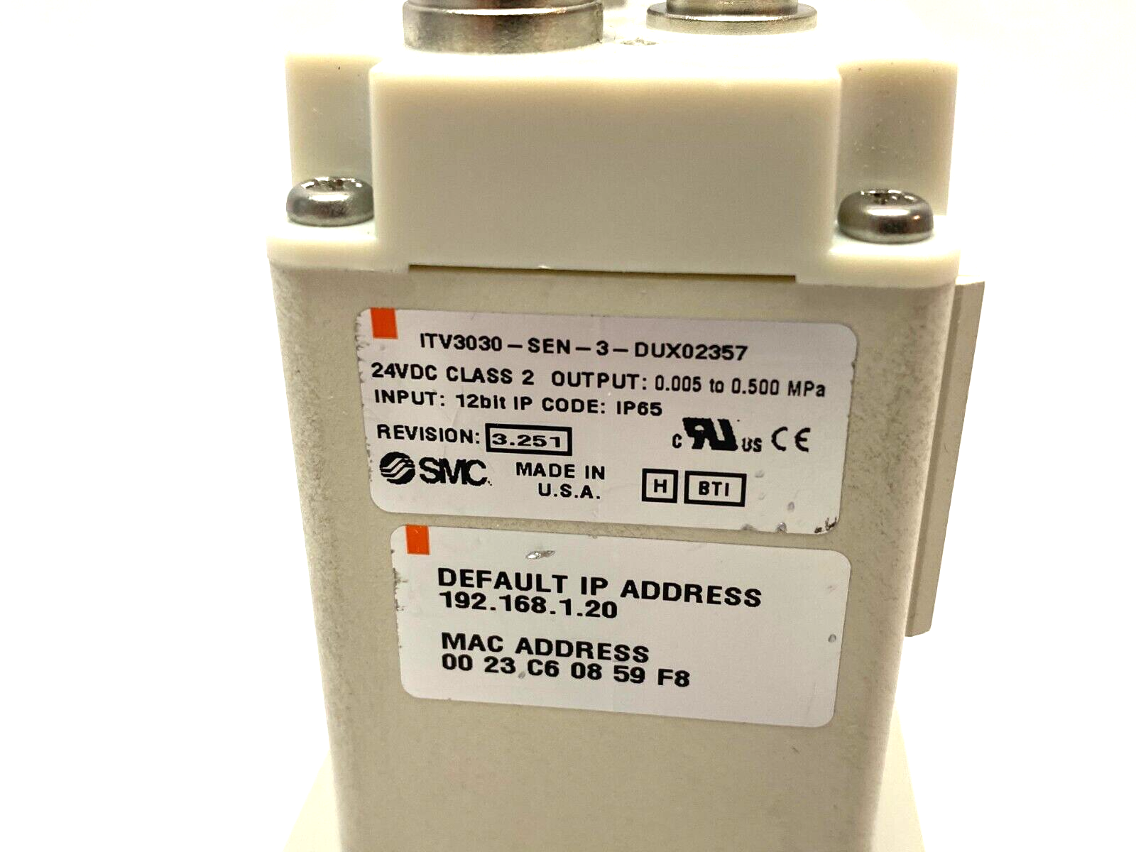 SMC ITV3030-SEN-3-DUX02357 EtherNet/IP Electro-Pneumatic Regulator - Maverick Industrial Sales