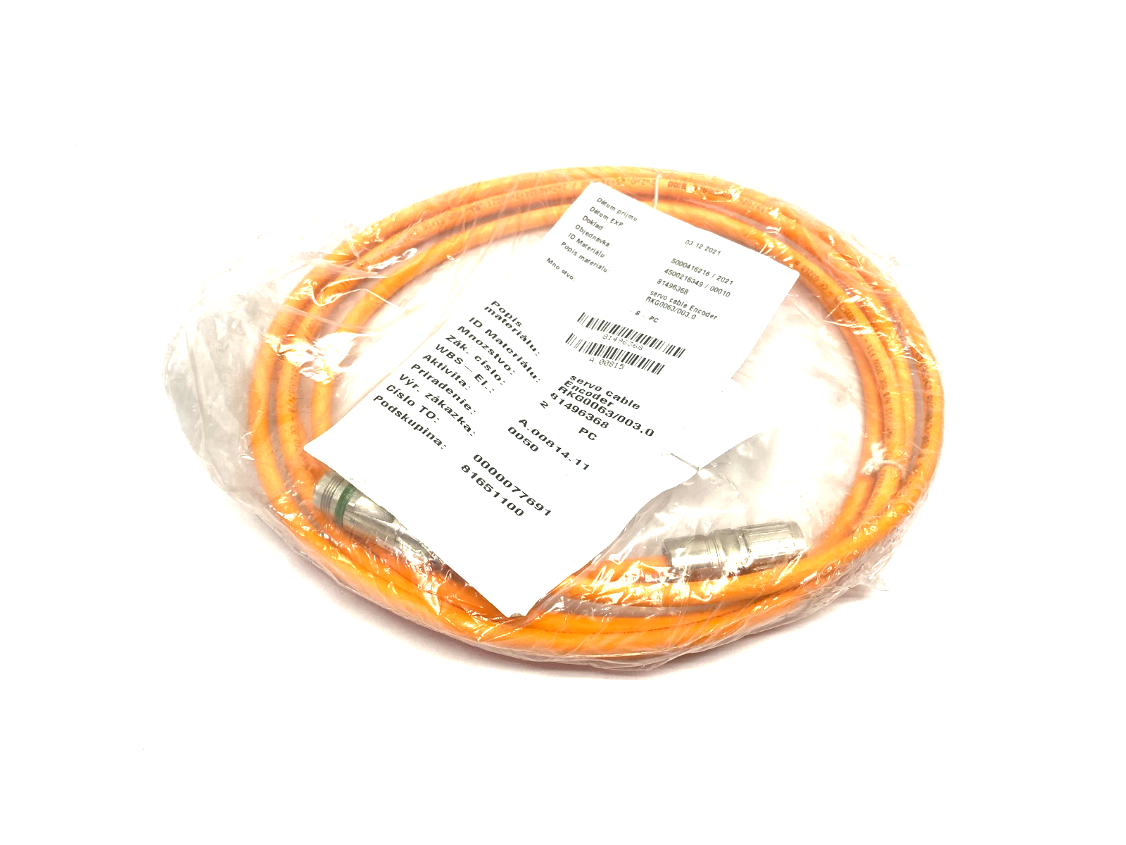 Bosch Rexroth R911382672 Servo Encoder Power Cable RKG0063/003,0 - Maverick Industrial Sales