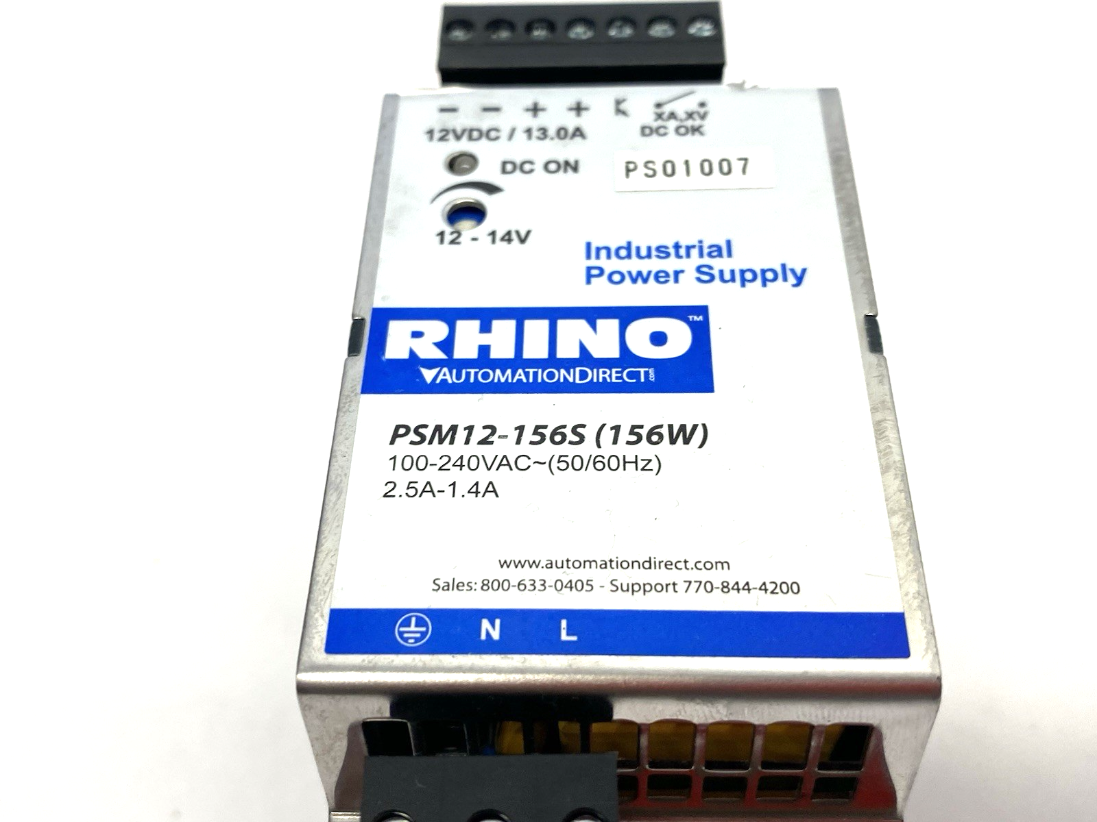 Automation Direct PSM12-156S RHINO SELECT Power Supply BROKEN DIN LATCH - Maverick Industrial Sales