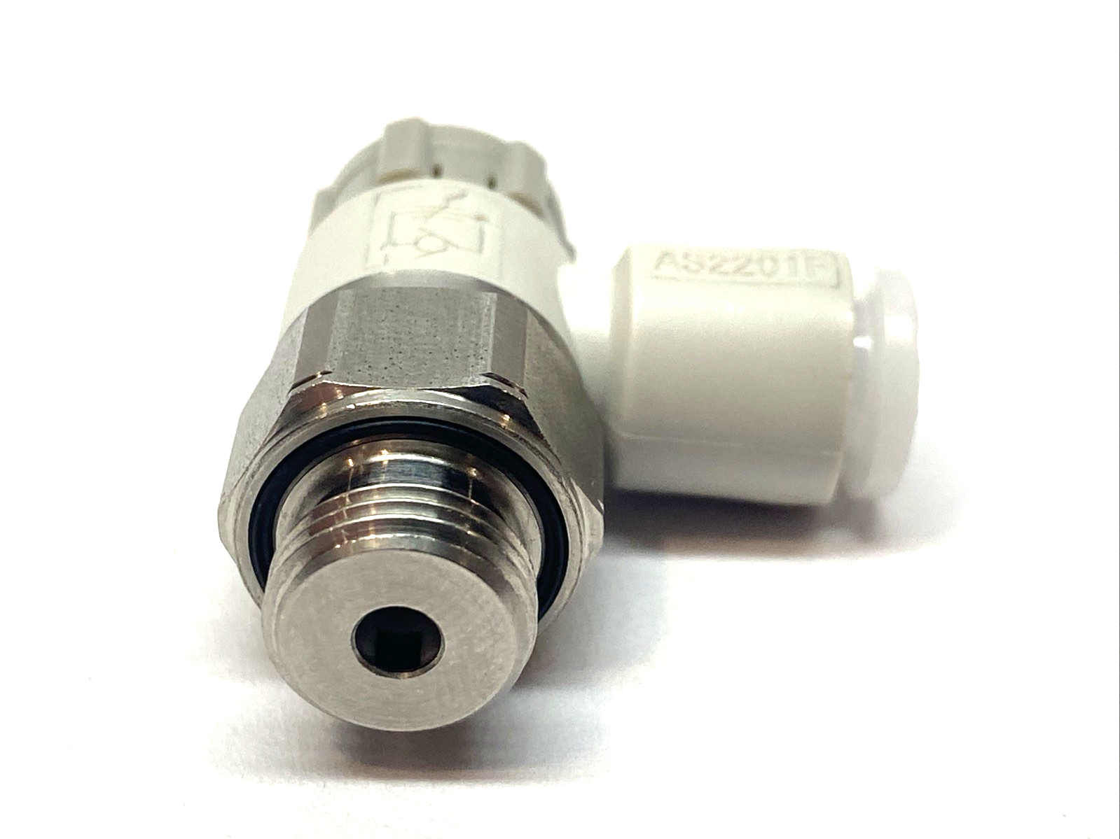 AS2201FG-G01-06A | SMC Pneumatic Speed Flow Control Valve, Elbow, 1/8" - New – Open box - Maverick Industrial Sales