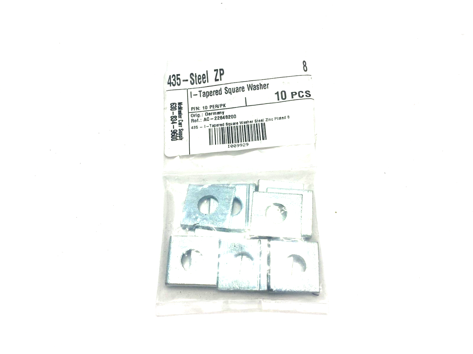 M8 Zinc Plated Steel Tapered Square Washer DIN 435 PKG OF 10 - Maverick Industrial Sales