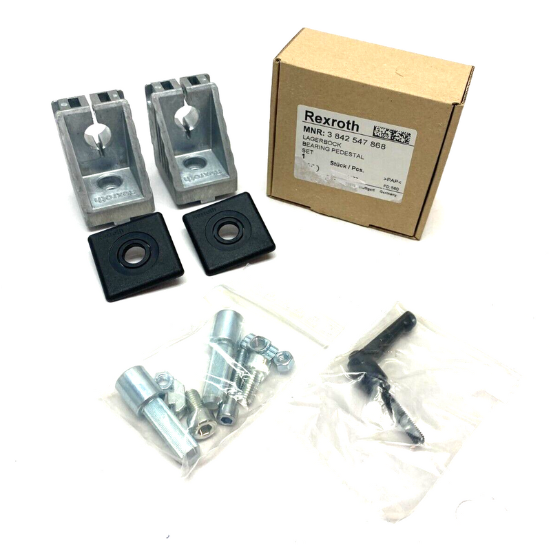 Bosch Rexroth 3842547868 Bearing Pedestal Silver Set Black Caps - Maverick Industrial Sales