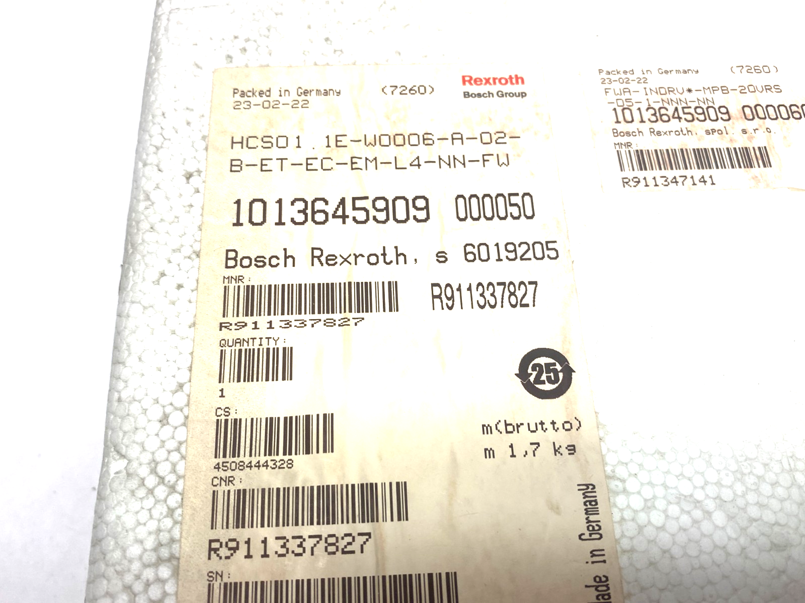 Bosch Rexroth R911337827 Comp. Converter HCS01.1E-W0006-A-02-B-ET-EC-EM-L4-NN-FW - Maverick Industrial Sales