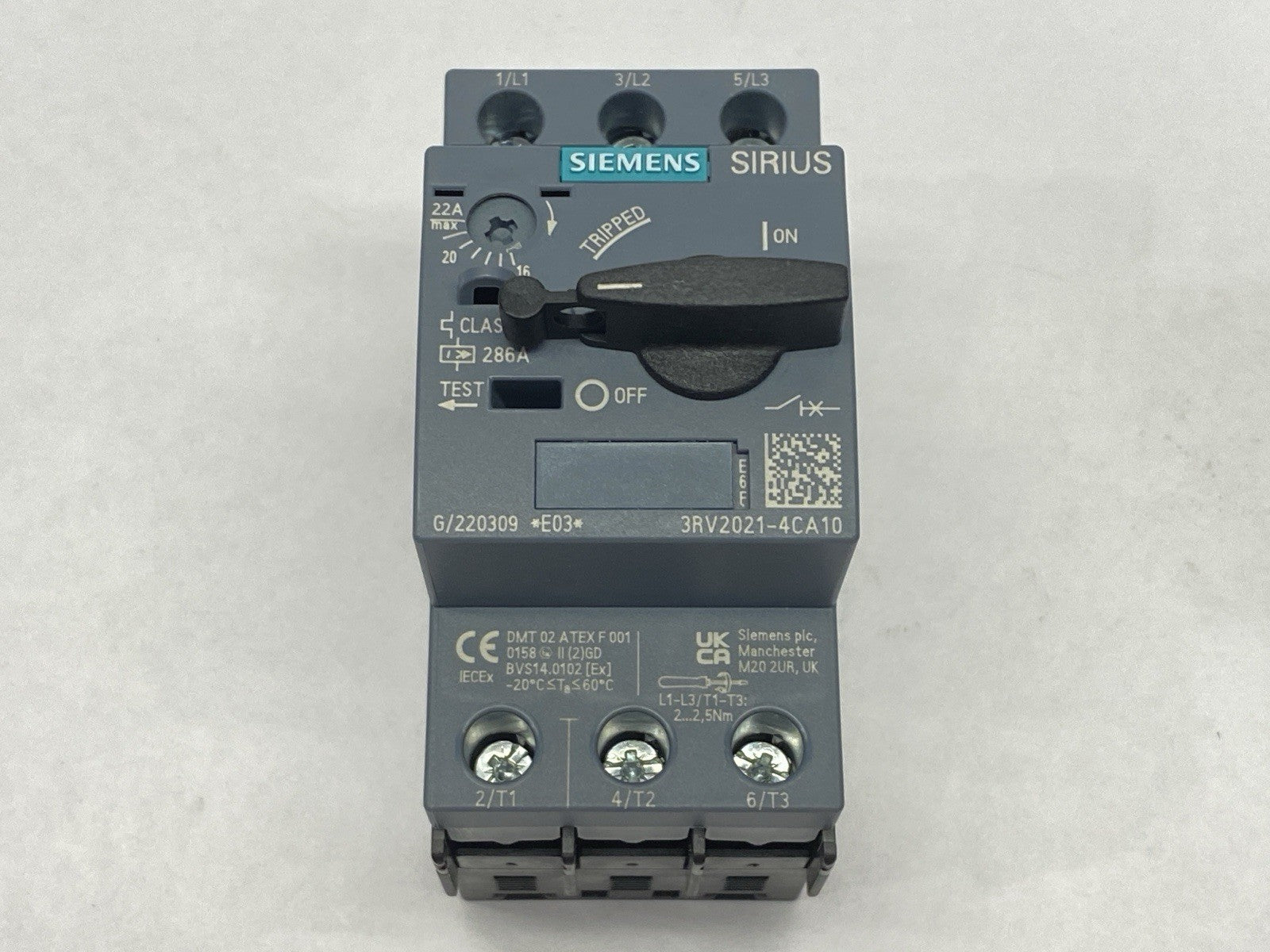 Siemens 3RV2021-4CA10 Circuit Breaker For Motor Protection 16-22A 256A 480V - Maverick Industrial Sales