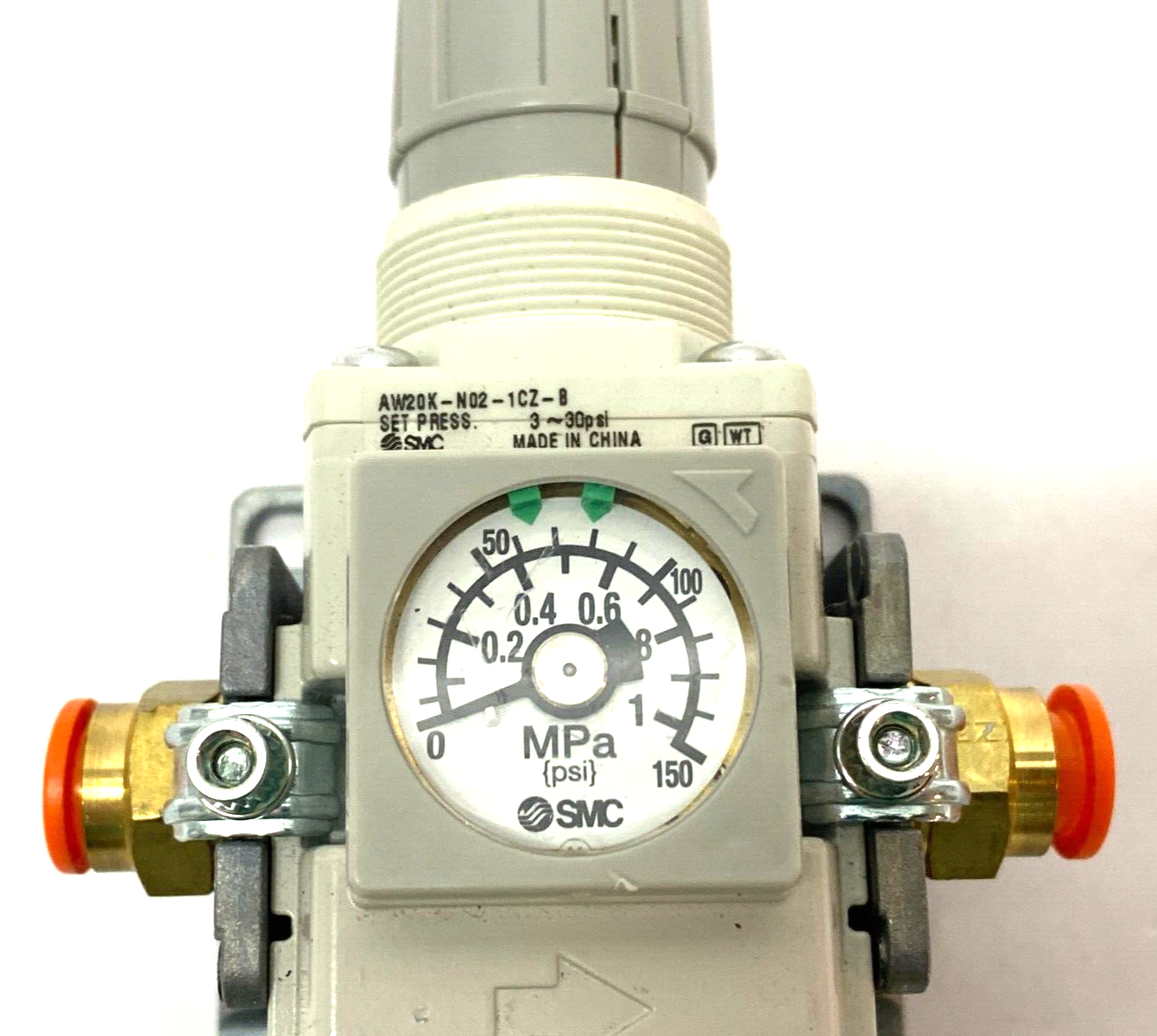 SMC AW20K-N02-1CZ-B Modular Filter Regulator 3~30psi Set Press w/ Dual Spacers - Maverick Industrial Sales