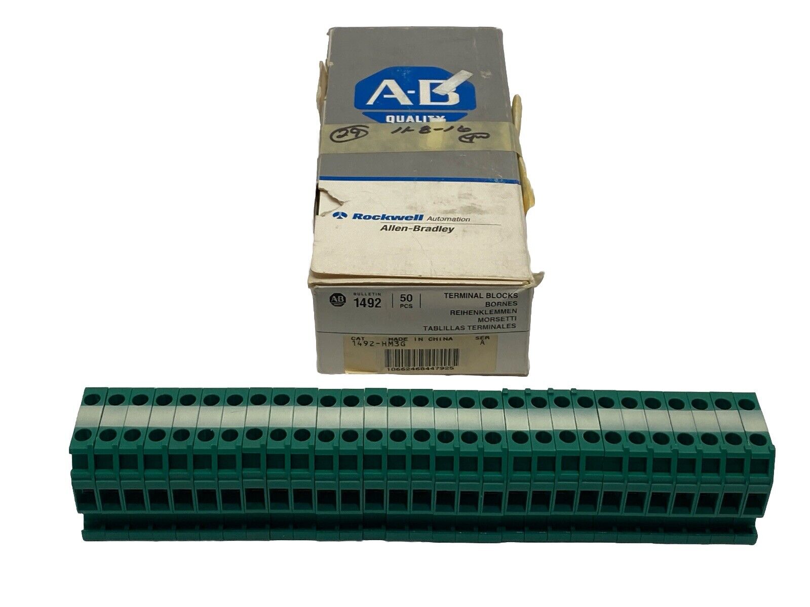 Allen Bradley 1492-HM3G Ser A Finger Safe Terminal Block Green BOX OF 29 - Maverick Industrial Sales