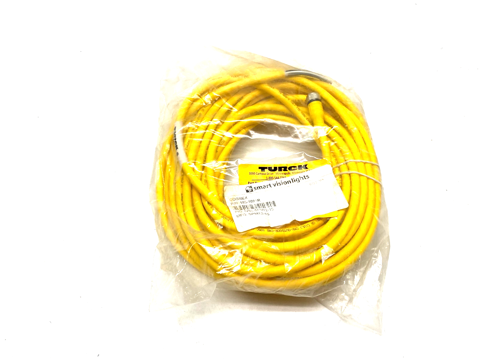 Turck U2-22255, Cognex 185-1091R Single Ended Connection Cordset IVSL-5PM12-15 - Maverick Industrial Sales