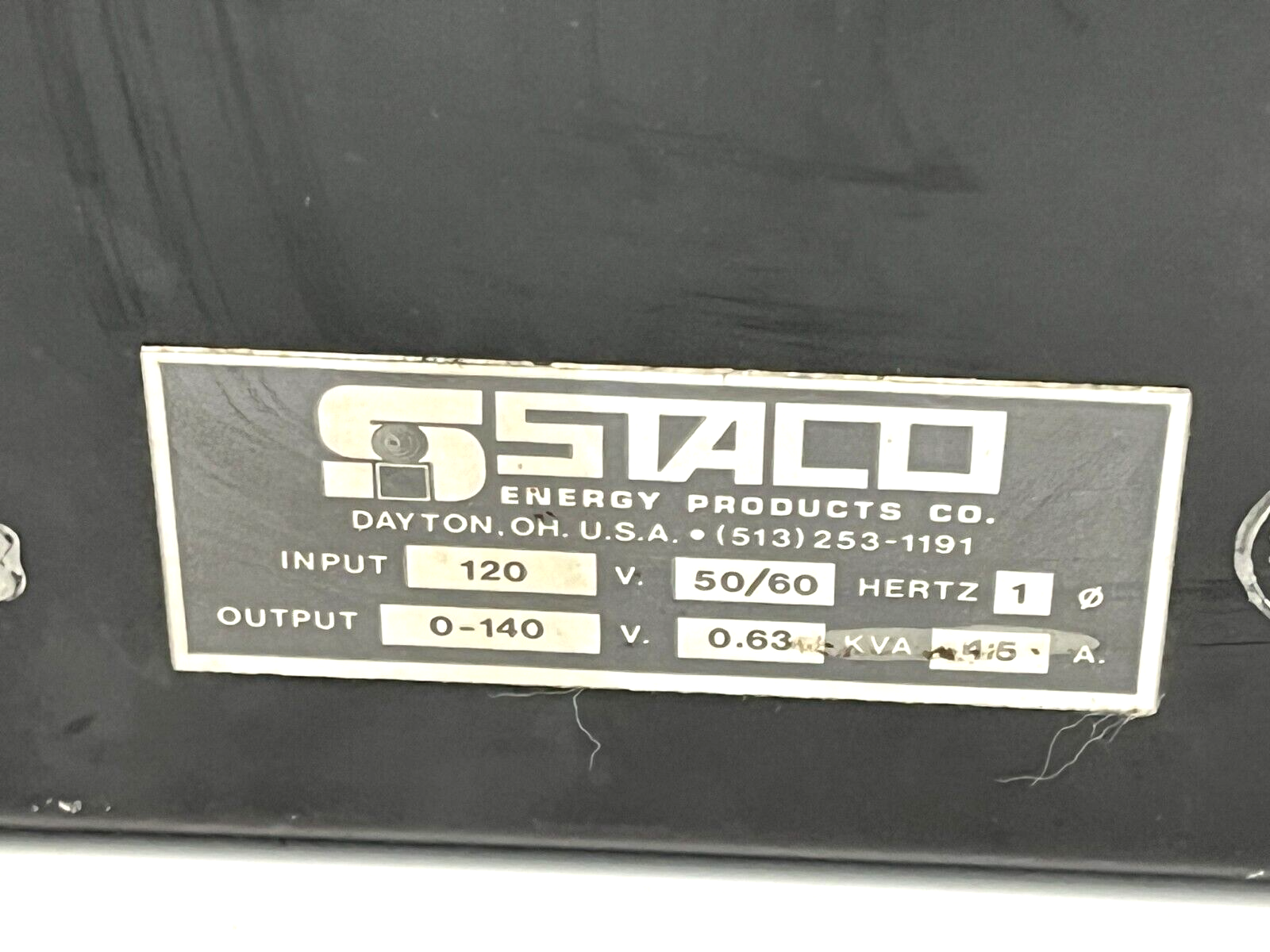 STACO 033-2562 Variable Transformer 5A 0-140V - Maverick Industrial Sales