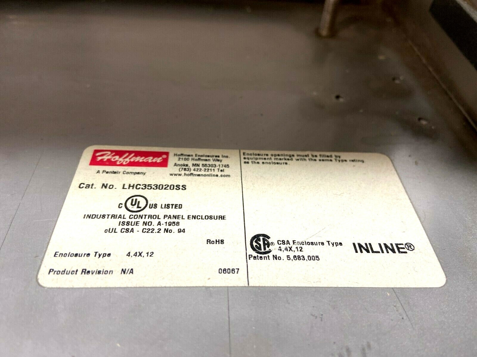 Hoffman LHCS353020SS Stainless Steel Enclosure 12-3/4" x 11-7/8" x 7-7/8" - Maverick Industrial Sales