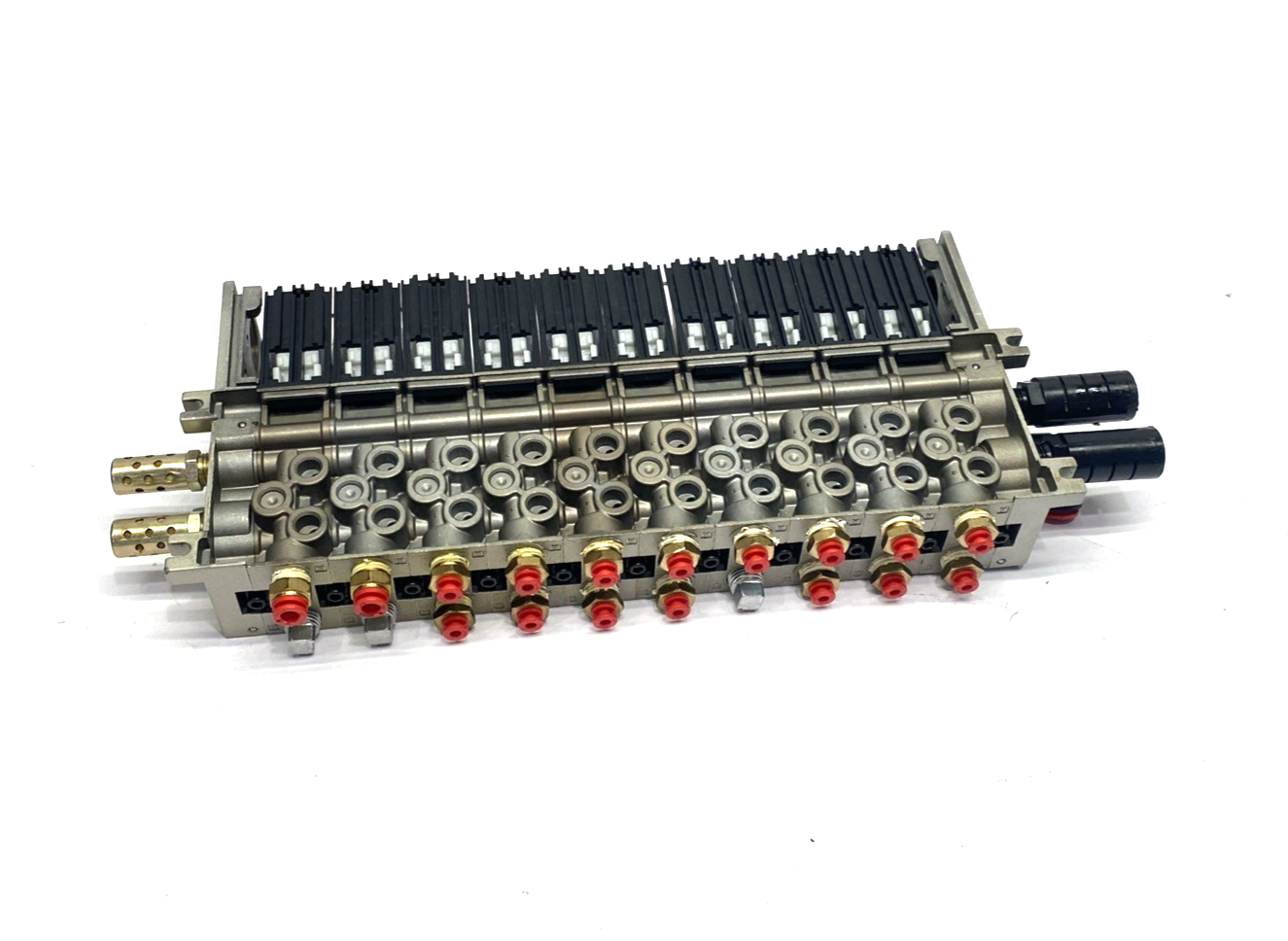 VV5FS2-01T1-101-02T | SMC Solenoid Valve Manifold, 5-Port, 10-Station, 1/4" NPT - Used - Maverick Industrial Sales