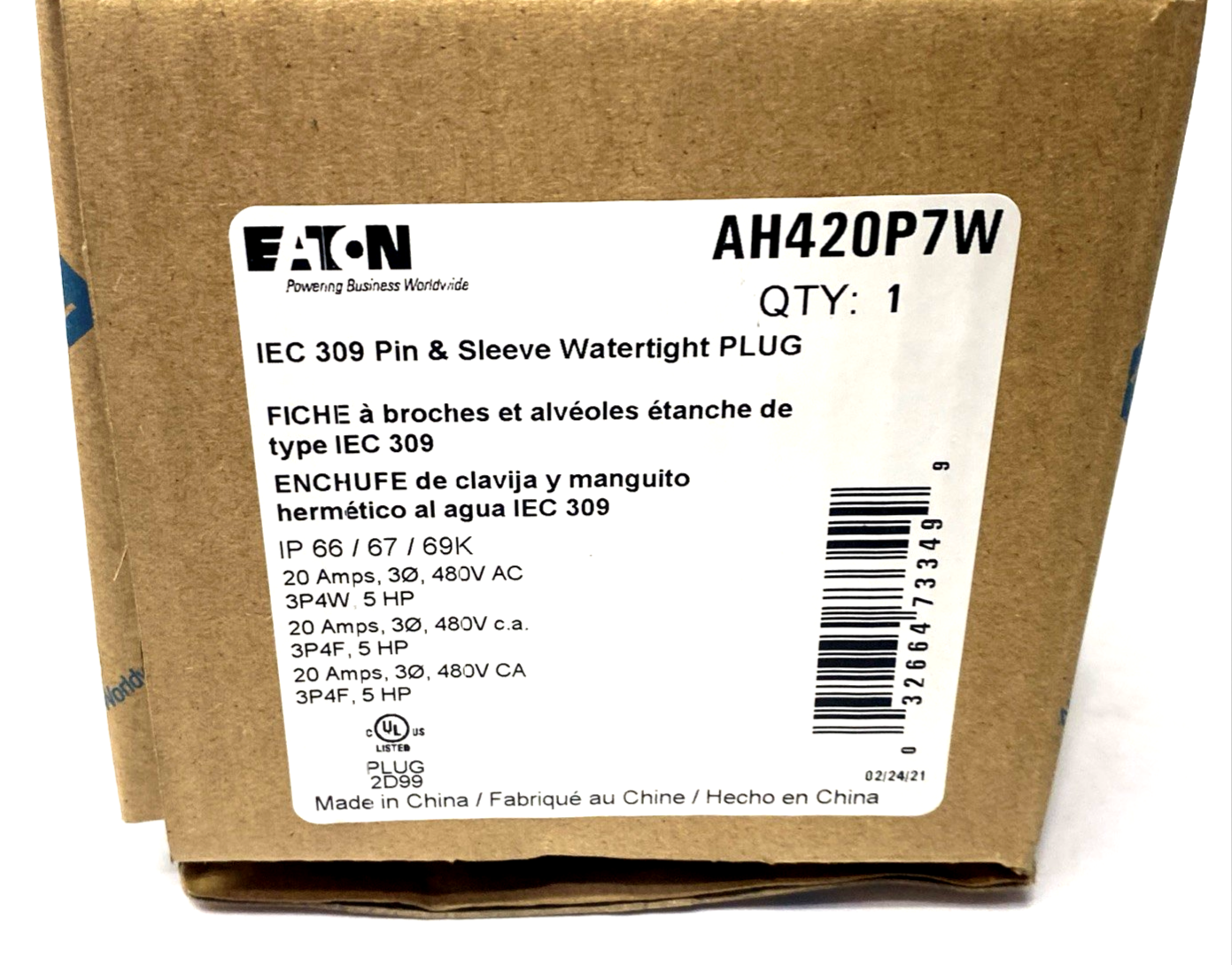 Eaton AH420P7W Arrow Hart Pin And Sleeve Plug IP69K Rated #12-#10 AWG, 20A 480V - Maverick Industrial Sales