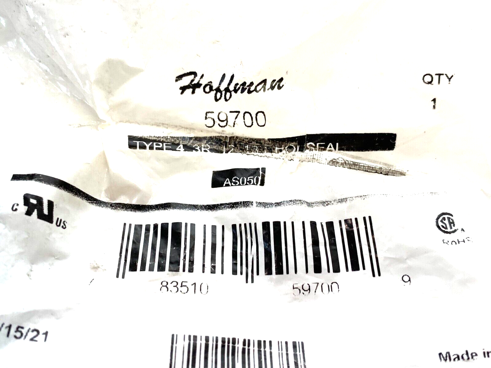 Hoffman AS050 Enclosure Hole Seal Type 4, 3B, 12, 13 59700 - Maverick Industrial Sales
