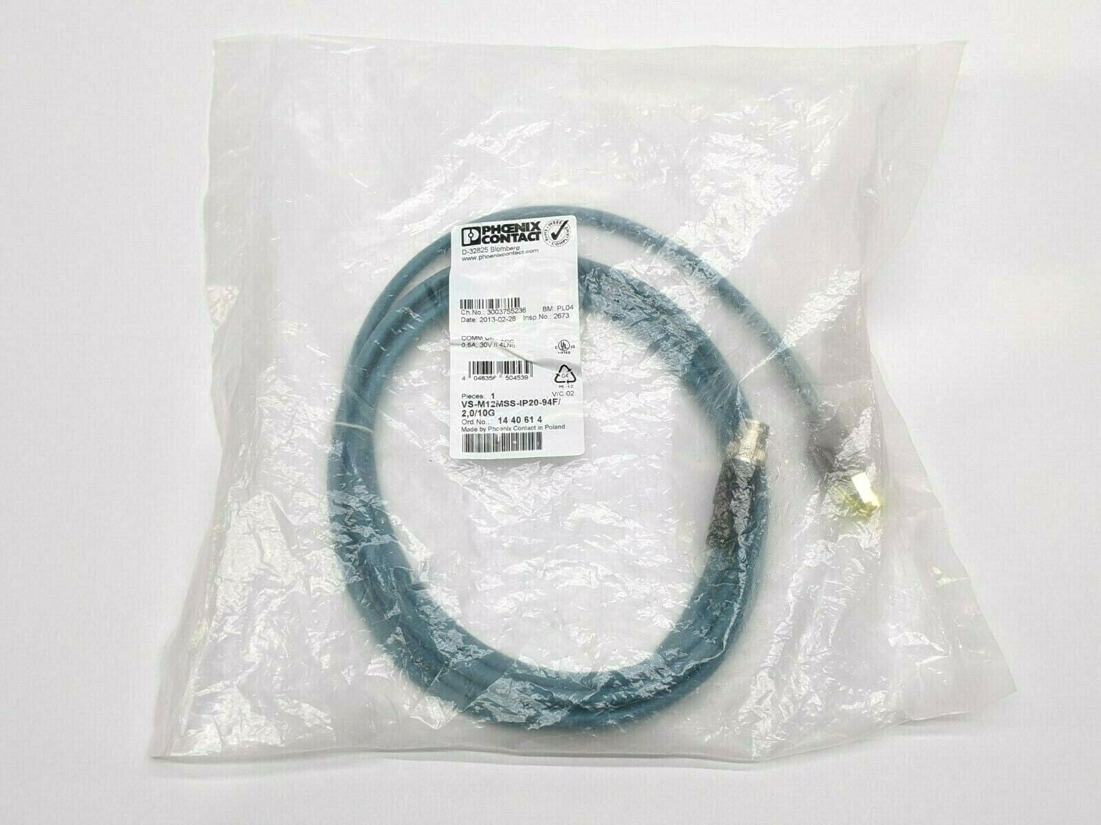 VS-M12MSS-IP20-94F/ 2,0/10G | Phoenix Contact Assembled Ethernet Cable 1440614 - New - Maverick Industrial Sales