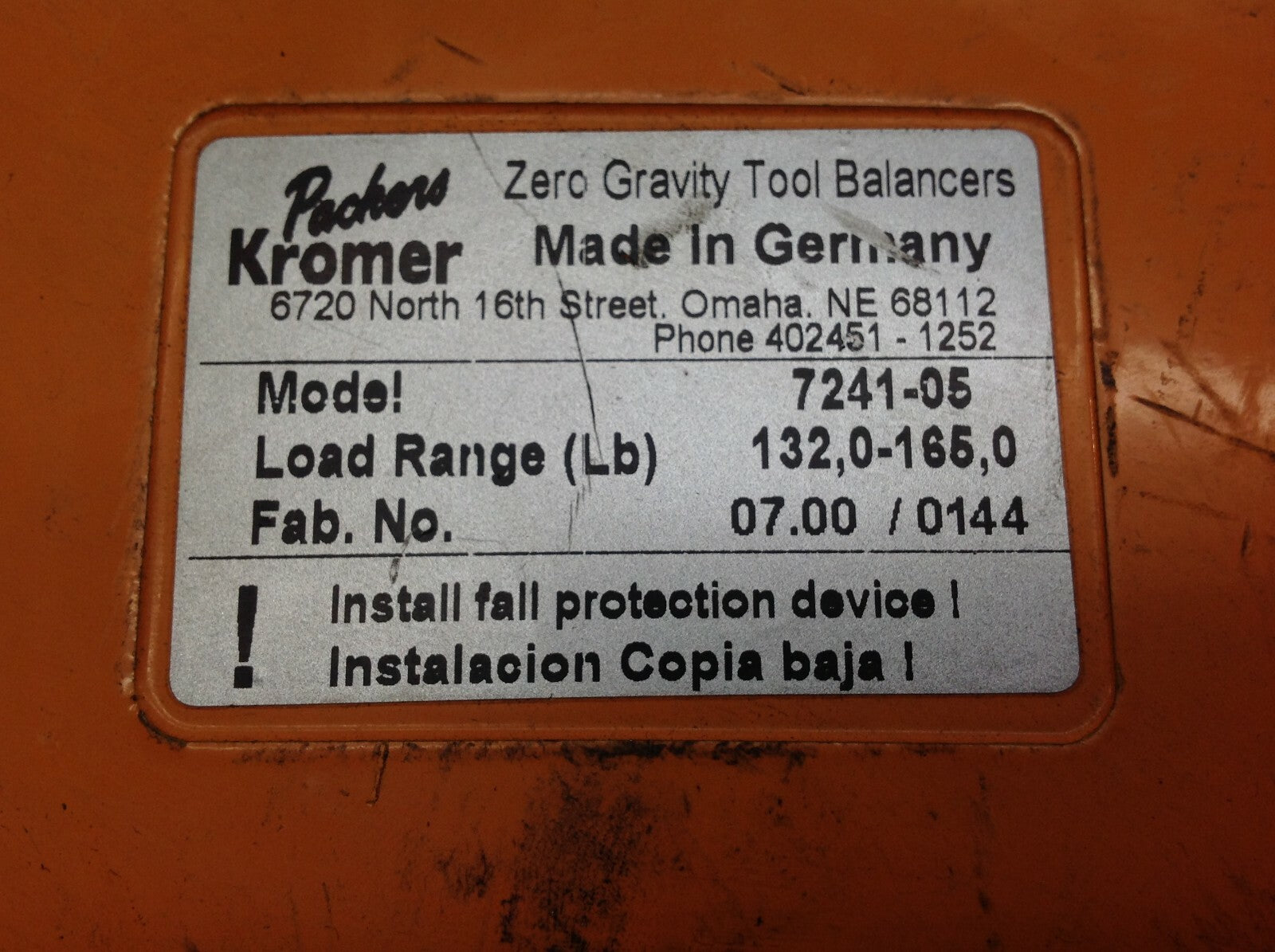 Packers Kromer 7241-05 Zero Gravity Tool Balancer 132-165 LBS - Maverick Industrial Sales
