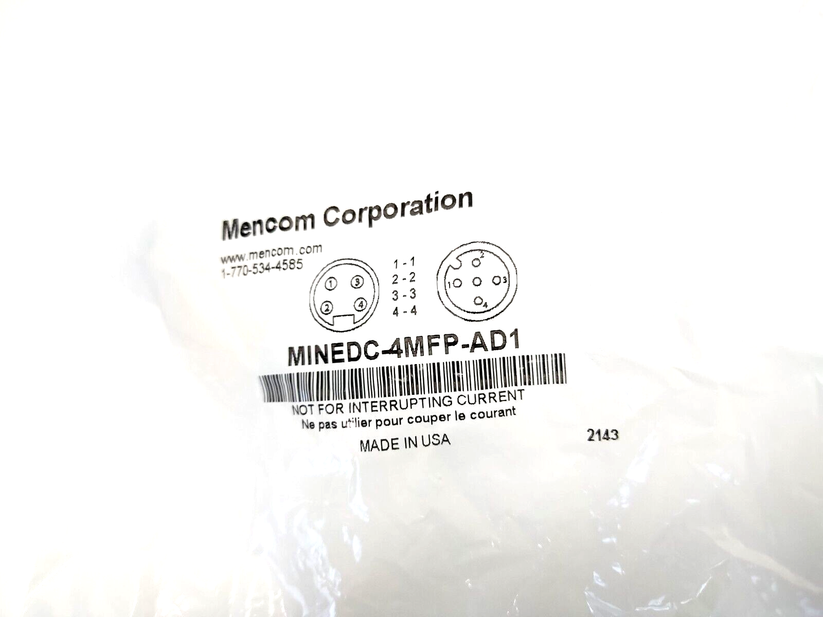 Mencom MINEDC-4MFP-AD1 MIN Size I Male 7/8" To M12 Female Adapter, 4-Pin - Maverick Industrial Sales