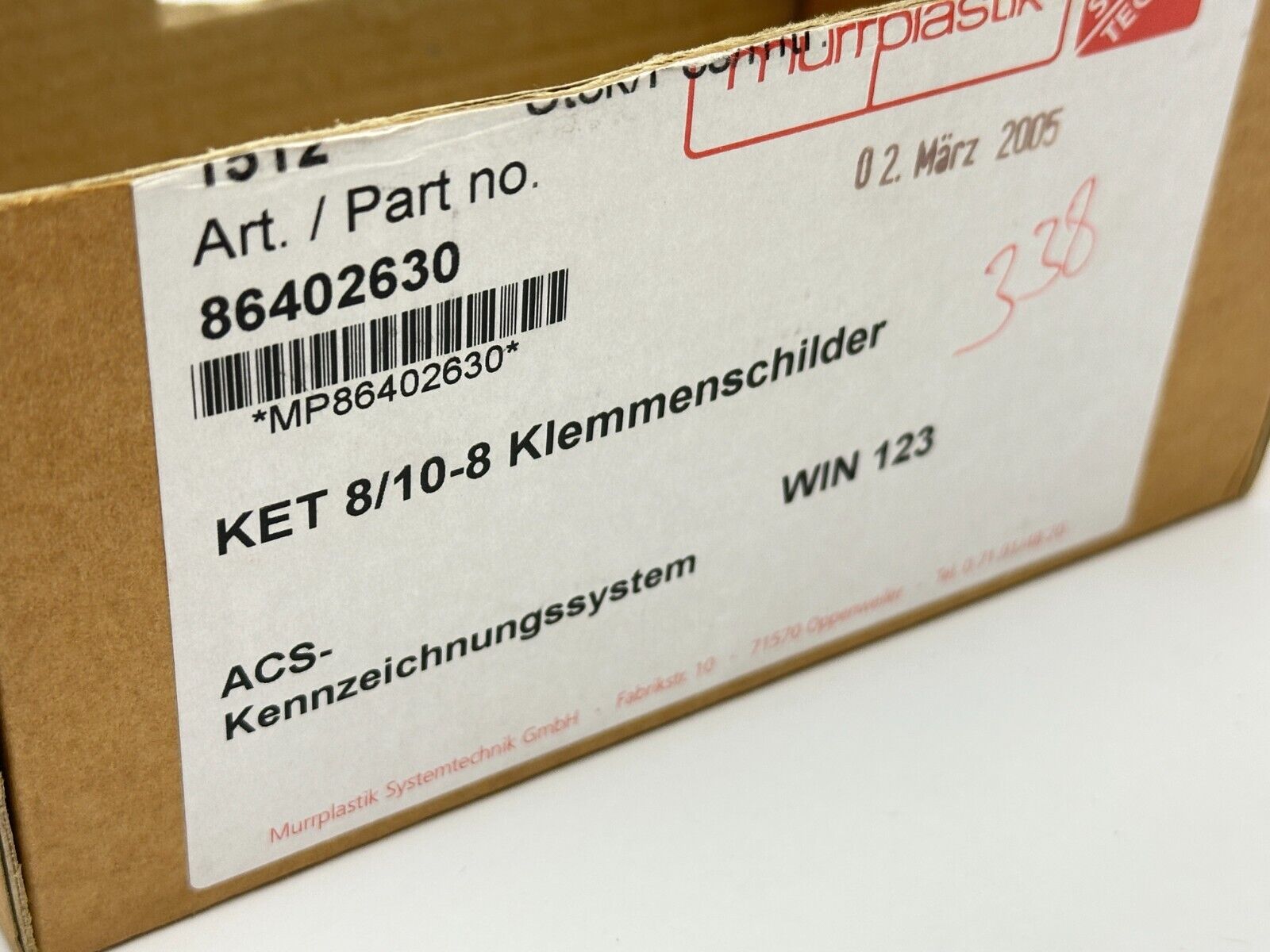 Murrplastik 86402630 Labeling Type KET 8/10-8 WIN-Type 123 LOT OF 672 - Maverick Industrial Sales