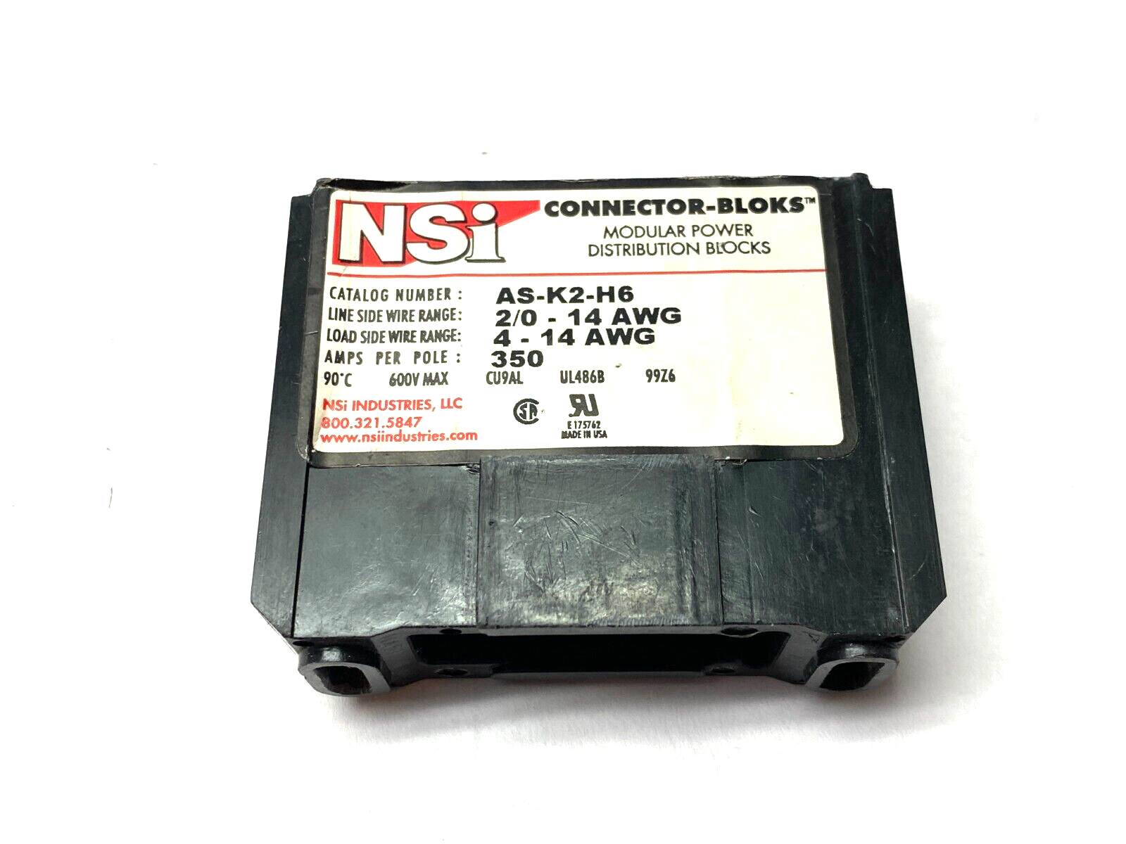 NSi AS-K2-H6 Connector-Bloks Modular Power Distribution Block - Maverick Industrial Sales