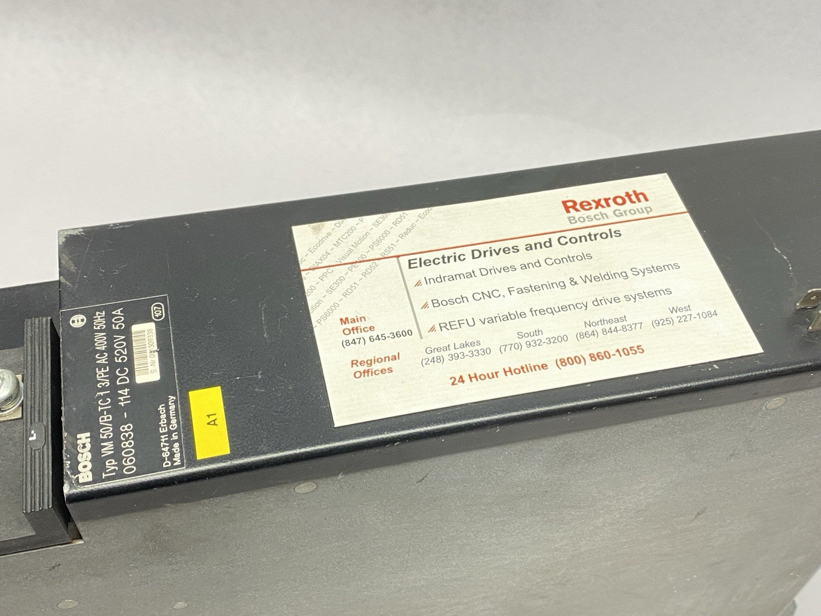 Bosch Rexroth VM 50/B-TC 1 3/PE Servo Drive Controller Power Supply 060838 - Maverick Industrial Sales