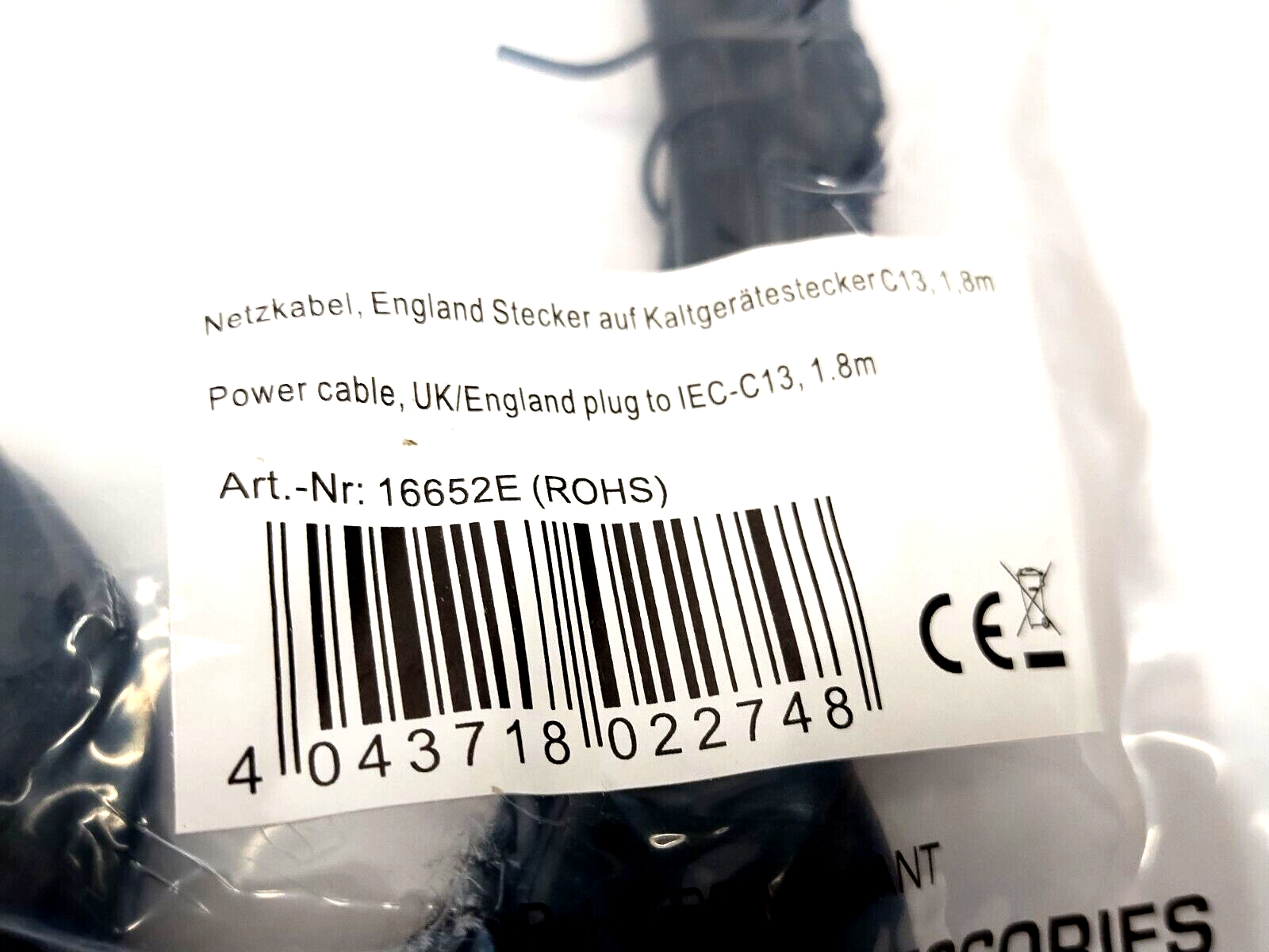 inLine 16652E Power Cable, England Male 3-Pin IEC C13 1.8m - Maverick Industrial Sales