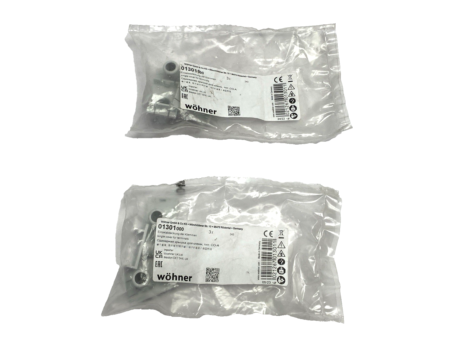 01301000 | Wohner Single Cover for Terminal Plate 3x LOT OF 2 - New - Maverick Industrial Sales