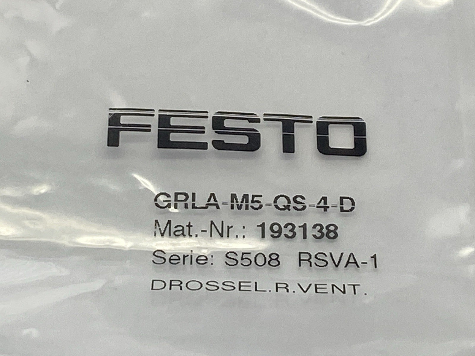 Festo GRLA-M5-QS-4-D One-Way Flow Control Valve 193138 - Maverick Industrial Sales