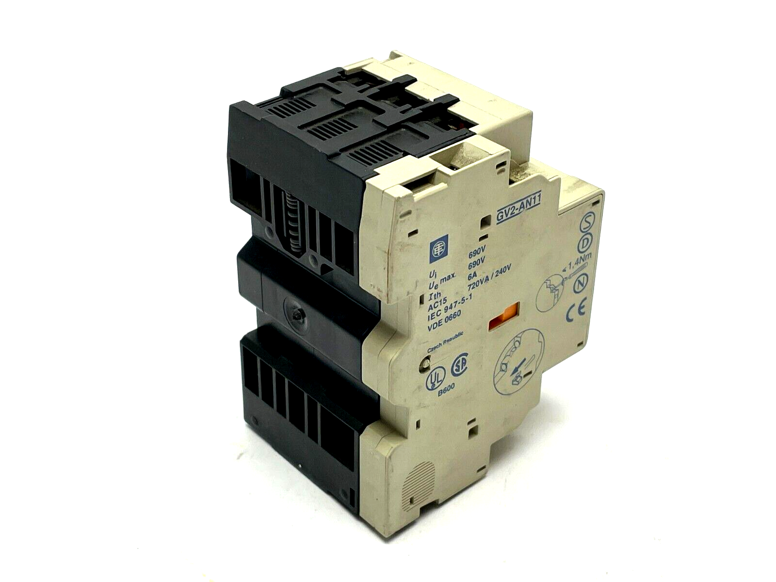 Telemecanique GV2-M07 Motor Circuit Breaker 1.6-2.5A w/ GV2-AN11 Auxiliary Block - Maverick Industrial Sales