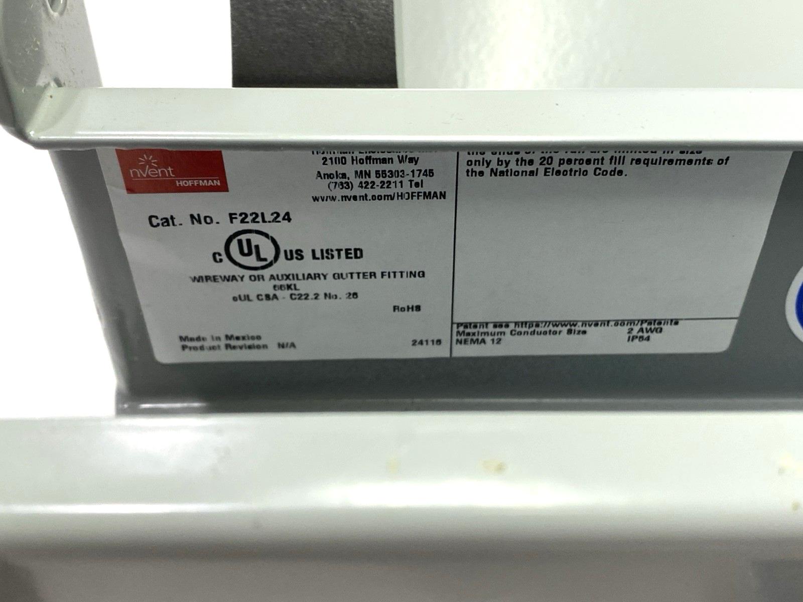 F22L24 | Hoffman Straight Section Lay-in Hinged-Cover 18030 NO HARDWARE - New – Open box - Maverick Industrial Sales