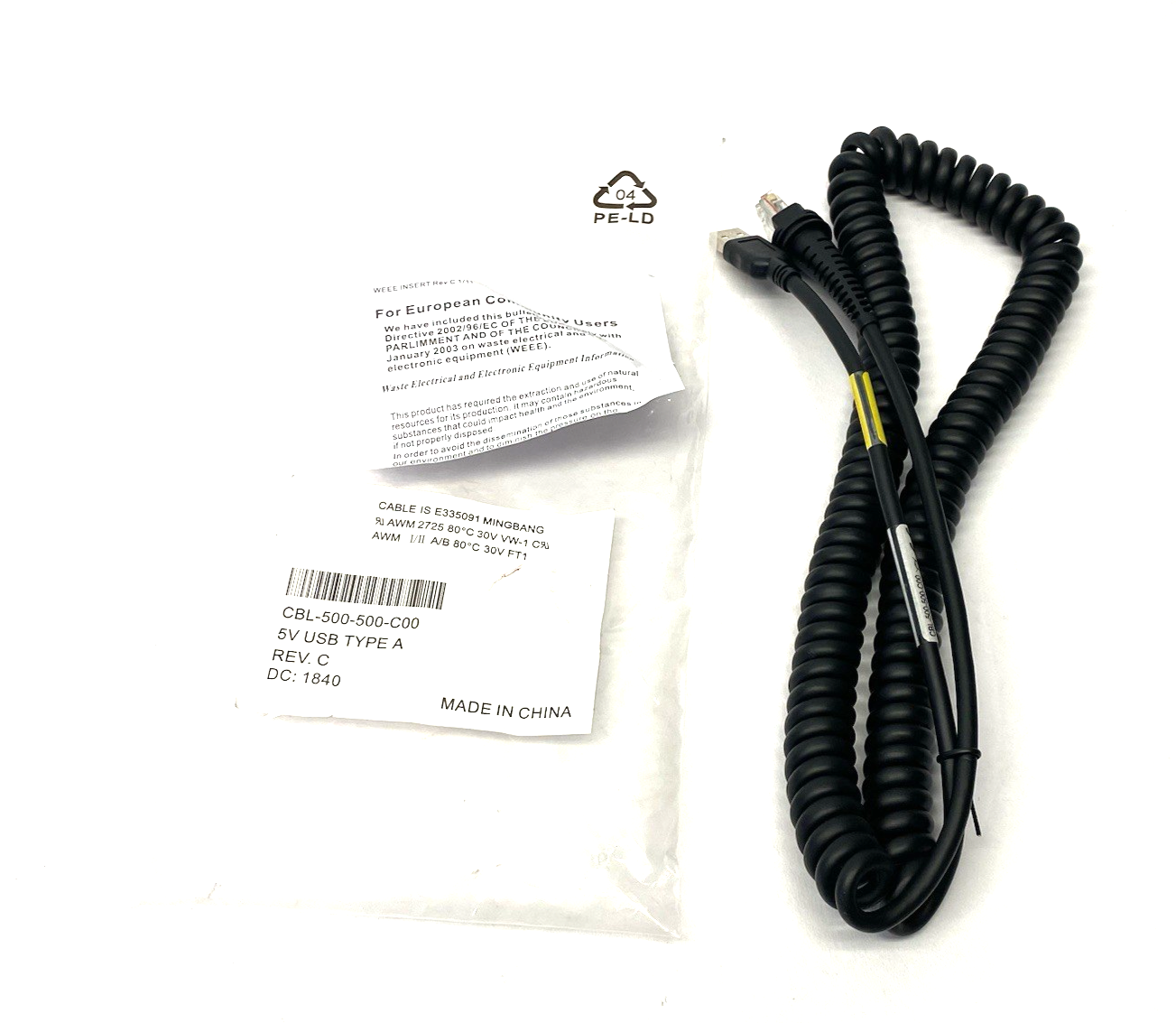 CBL-500-500-C00 | Honeywell USB-A Coiled Type Connection Cable - New – Open box - Maverick Industrial Sales
