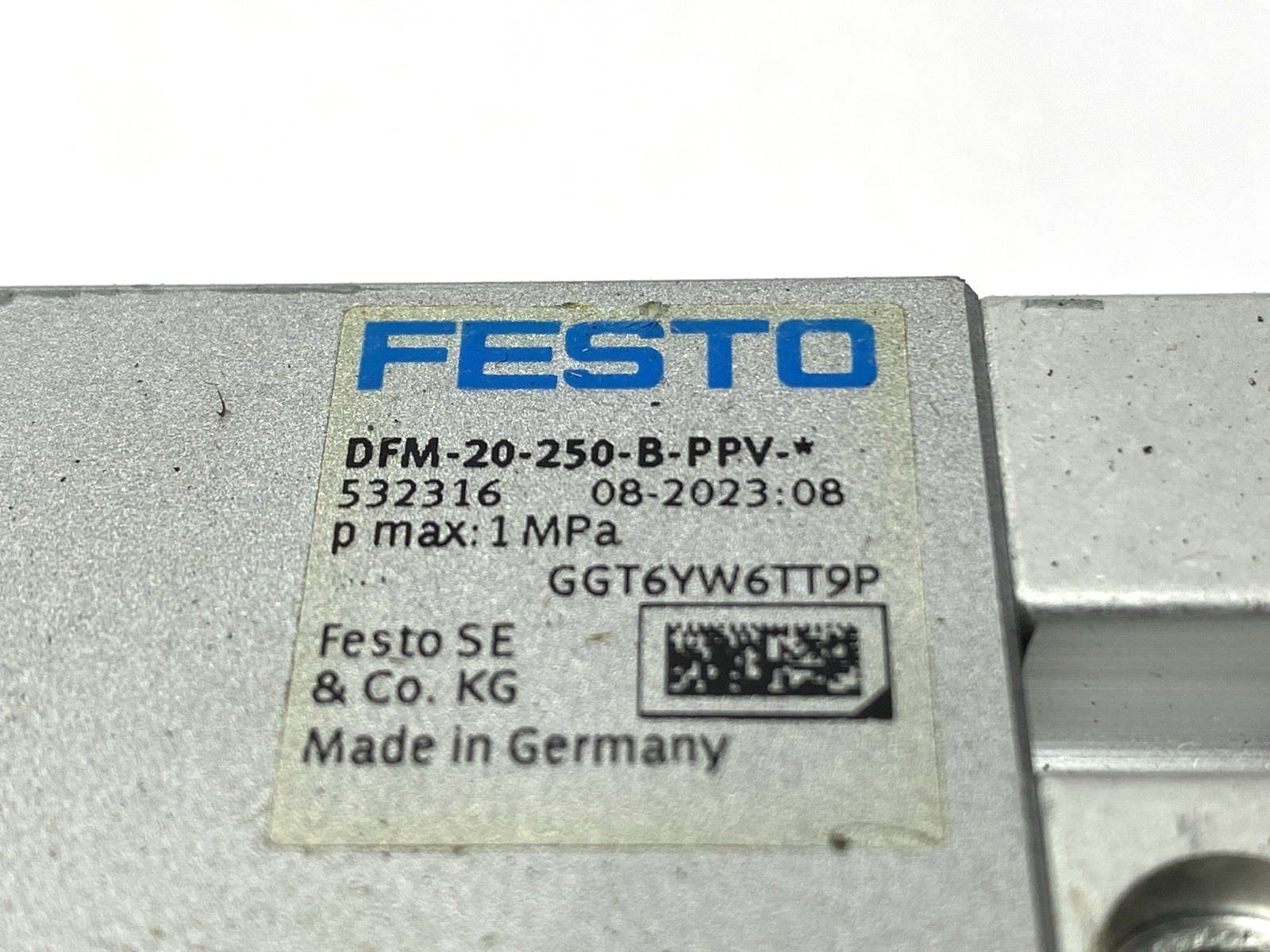 Festo DFM-20-250-B-PPV-A-GF Pneumatic Guided Cylinder 20mm bore 532316 DAMAGED - Maverick Industrial Sales