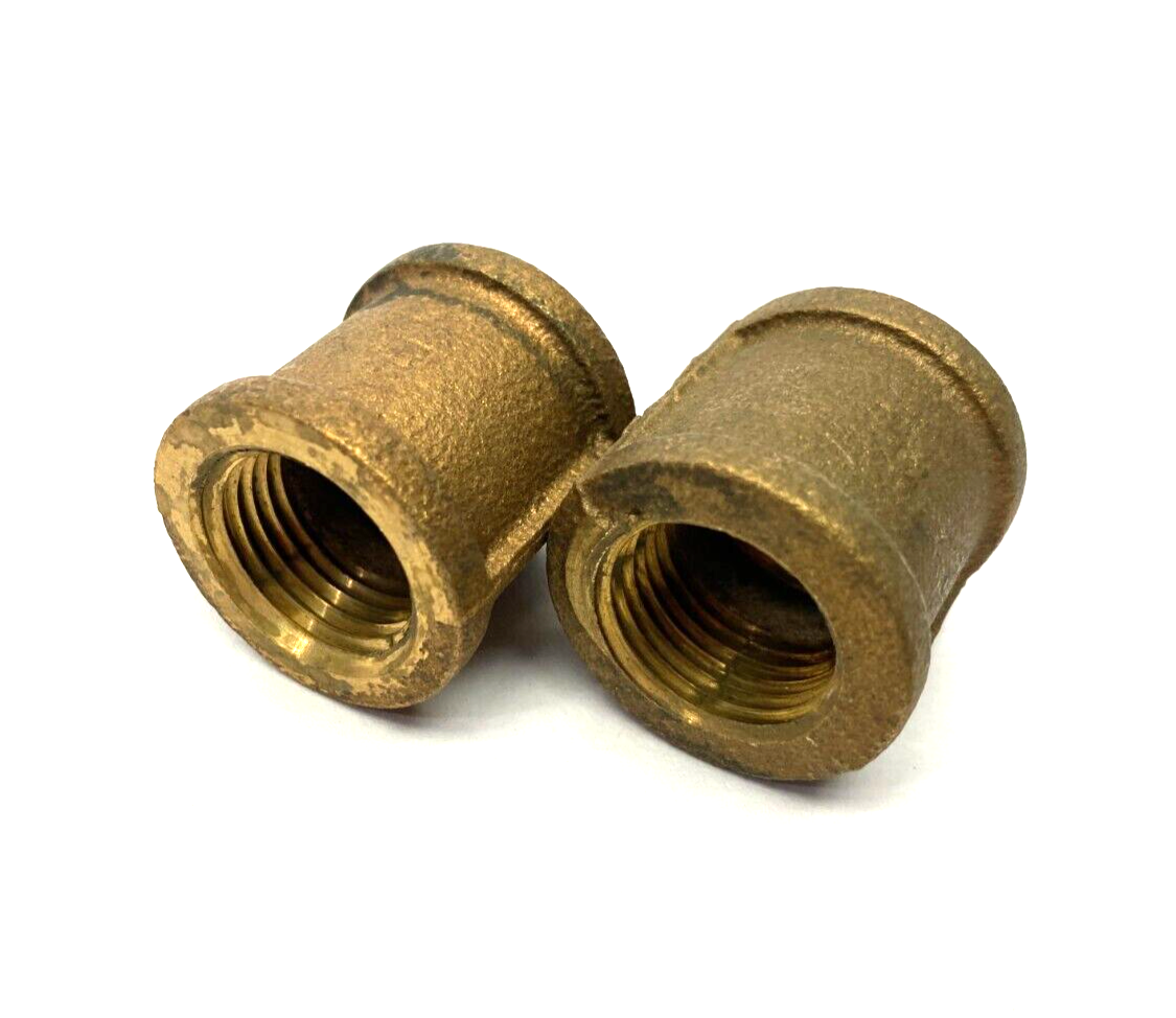 Bronze Female Pipe Nipple Adapter Fitting 1/2" to 1/2" FNPT LOT OF 2 - Maverick Industrial Sales