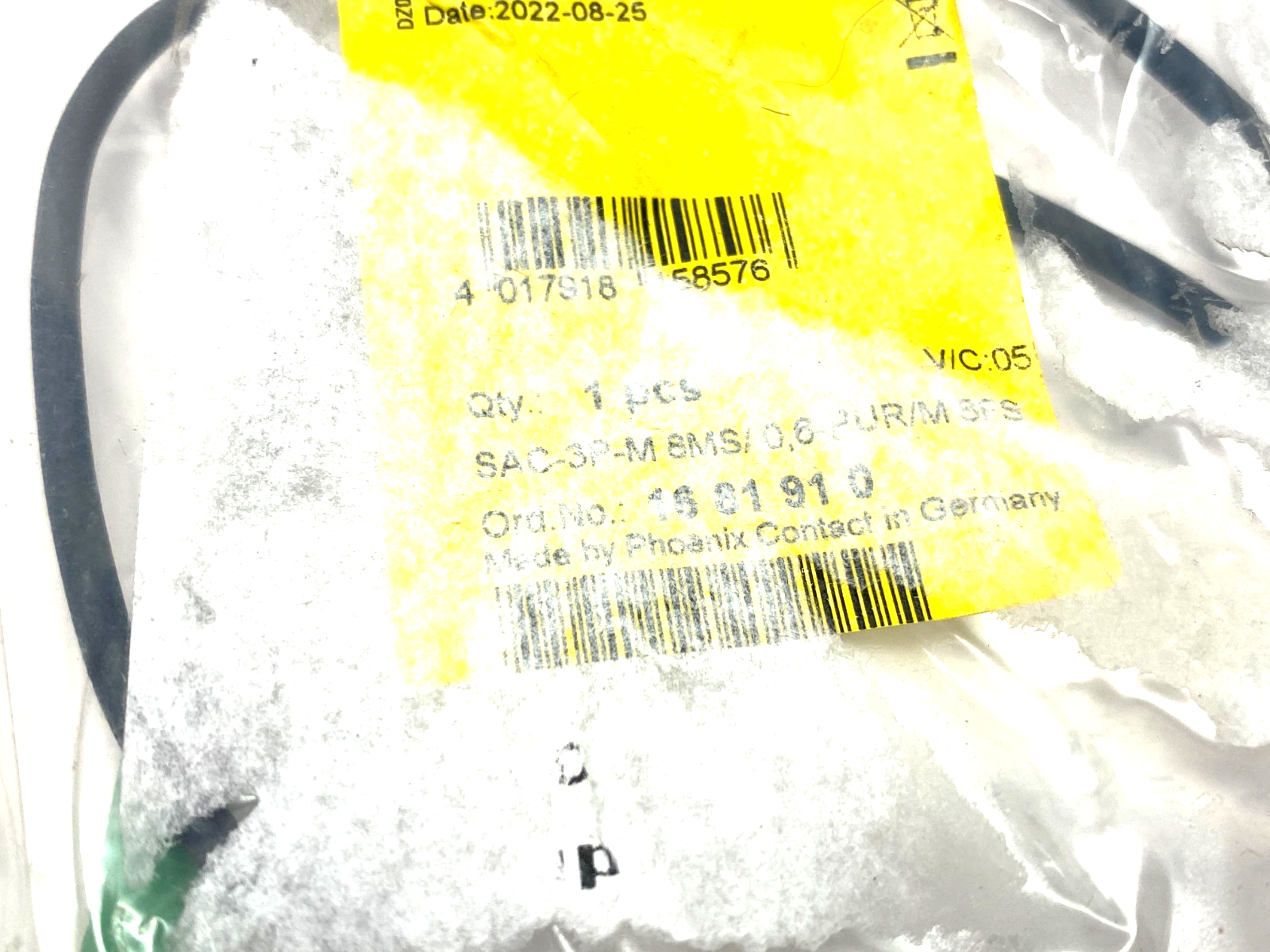 Phoenix Contact SAC-3P-M 8MS/0,6-PUR/M 8FS Double Ended Cordset 3-Pos. 1681910 - Maverick Industrial Sales