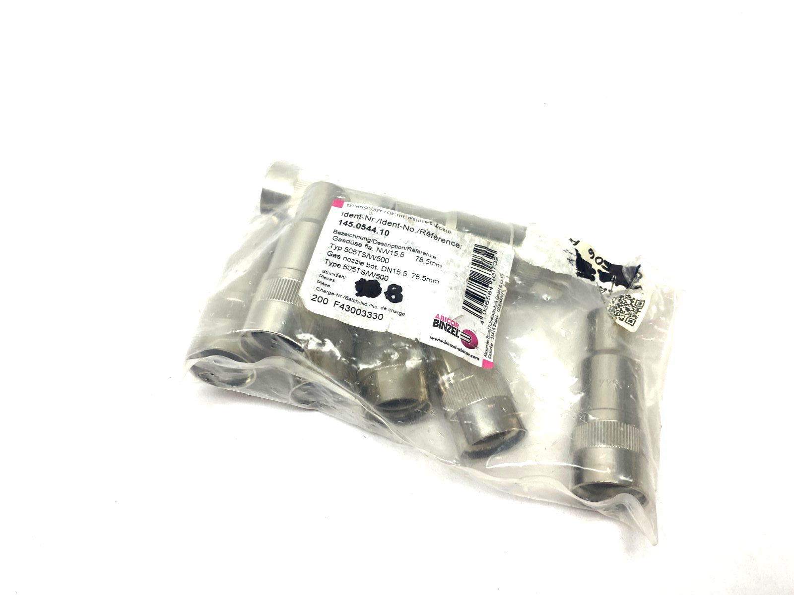 Abicor Binzel 145.0544 Gas Nozzle Robo C-Thread Bfm 15.5 x 75.5 PKG OF 8 - Maverick Industrial Sales