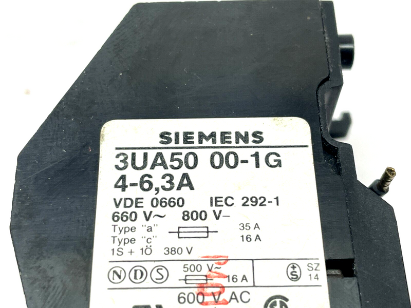 Siemens 3UA5000-1G 4-6,3A Overload Relay - Maverick Industrial Sales