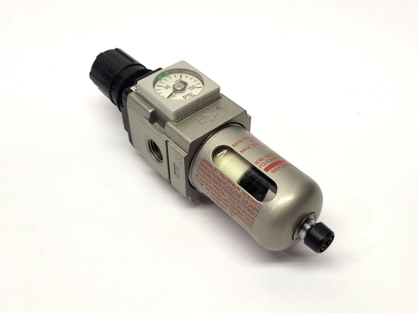 SMC AC20D-N02E-V1-C Pneumatic Filter Regulator w/ AW20K-N02E-CZ 1/4" - Maverick Industrial Sales