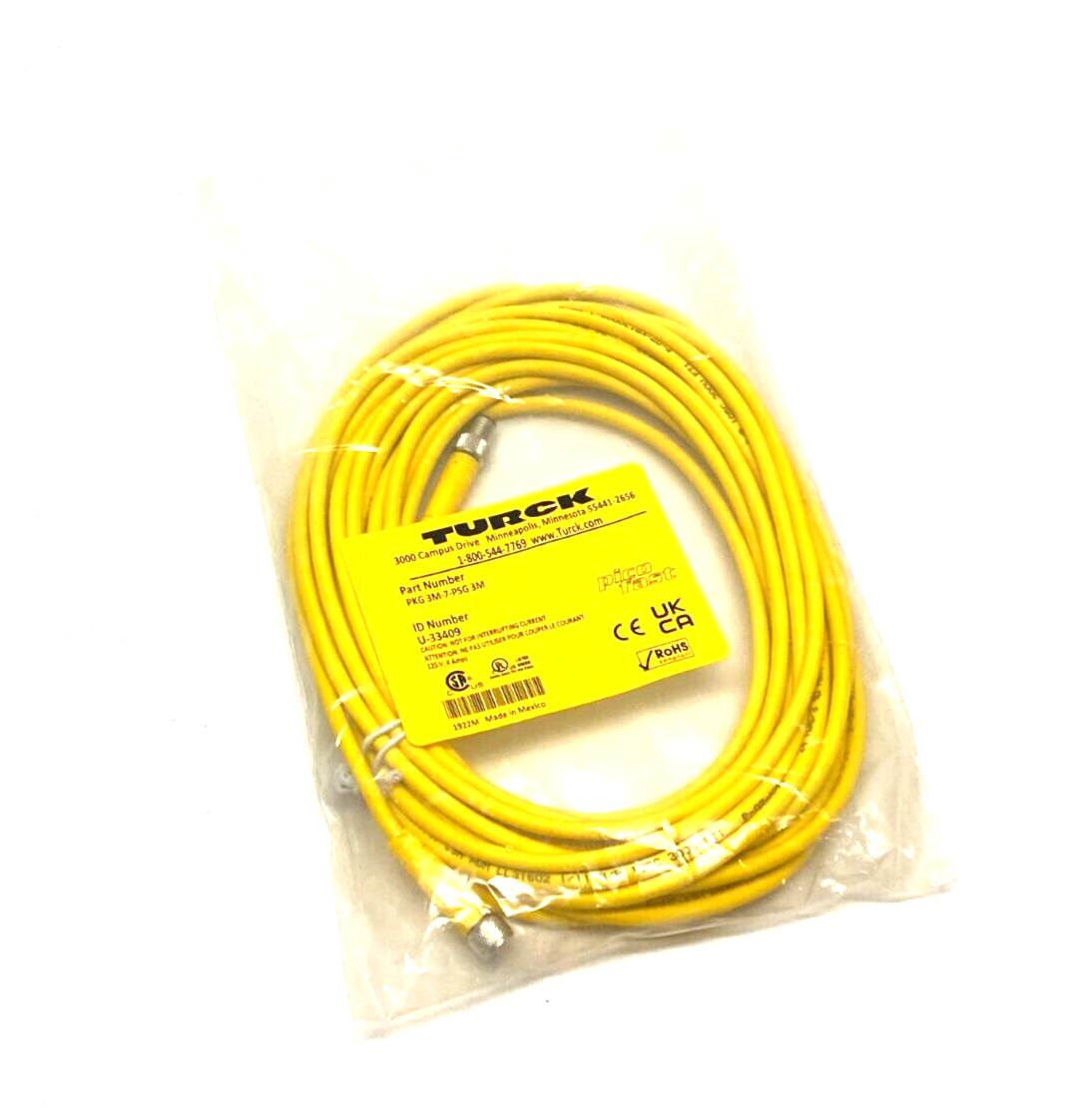 Turck PKG 3M-7-PSG 3M Picofast Double Ended Cordset M8 3-Pin M to F, U-33409 - Maverick Industrial Sales