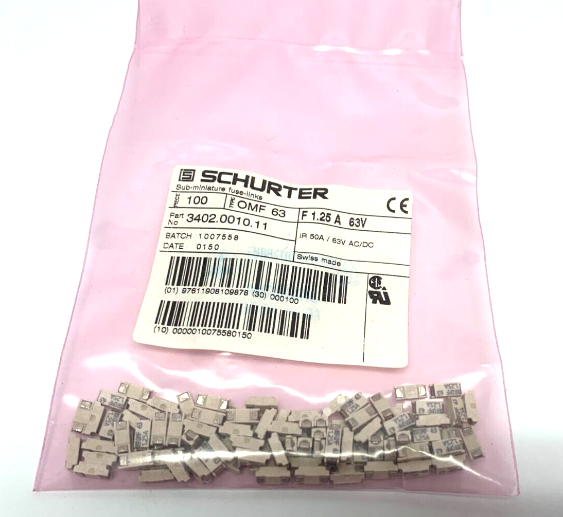 Schurter 3402.0010.11 Sub-Miniature Fuse Links PACK OF 100 - Maverick Industrial Sales