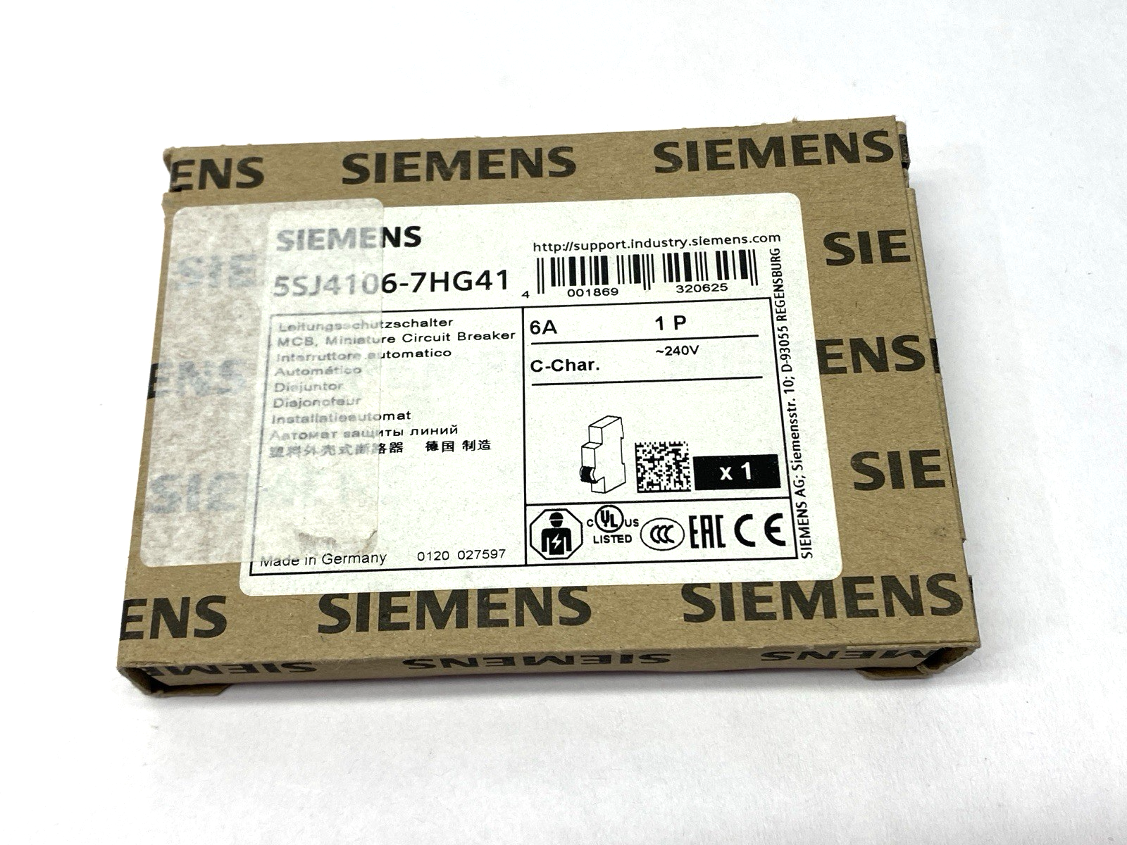 5SJ4106-7HG41 | Siemens Miniature Circuit Breaker 1-Pole 240V 6A - New - Maverick Industrial Sales