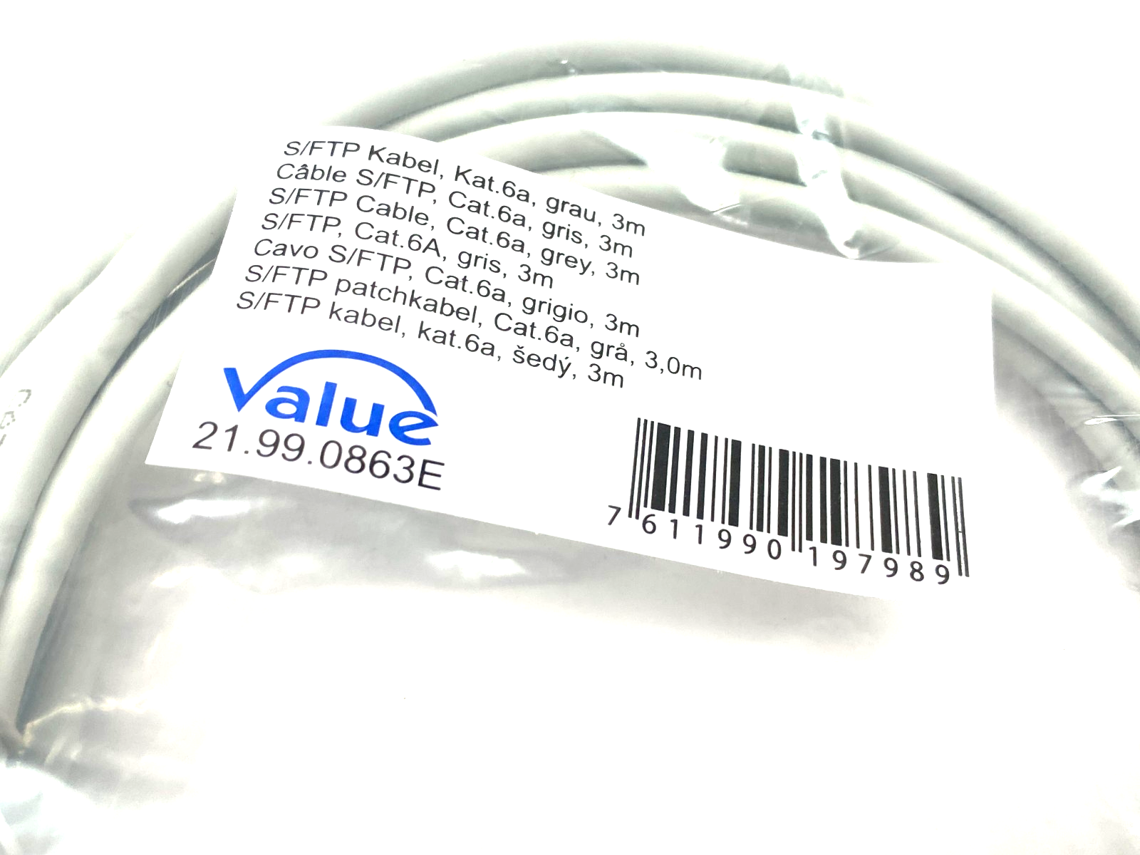 21.99.0863E | Value Cat 6A Ethernet Patch Cable 3m LOT OF 2- New - Maverick Industrial Sales