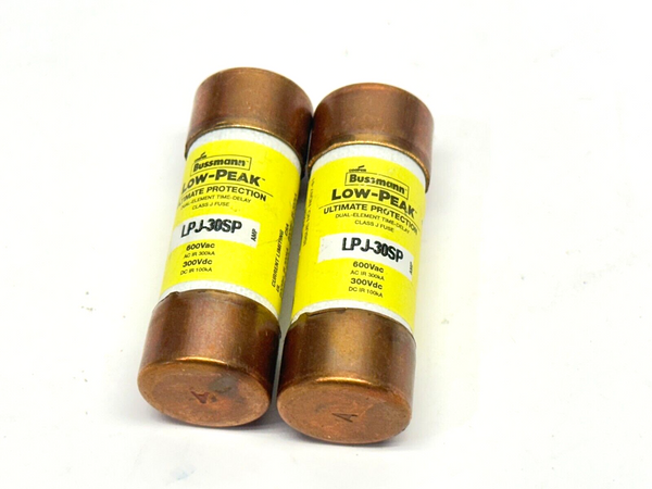 Bussmann LPJ-30SP Low-Peak Time-Delay Fuse 30A 600VAC 300VDC Class J LOT OF 2 - Maverick Industrial Sales