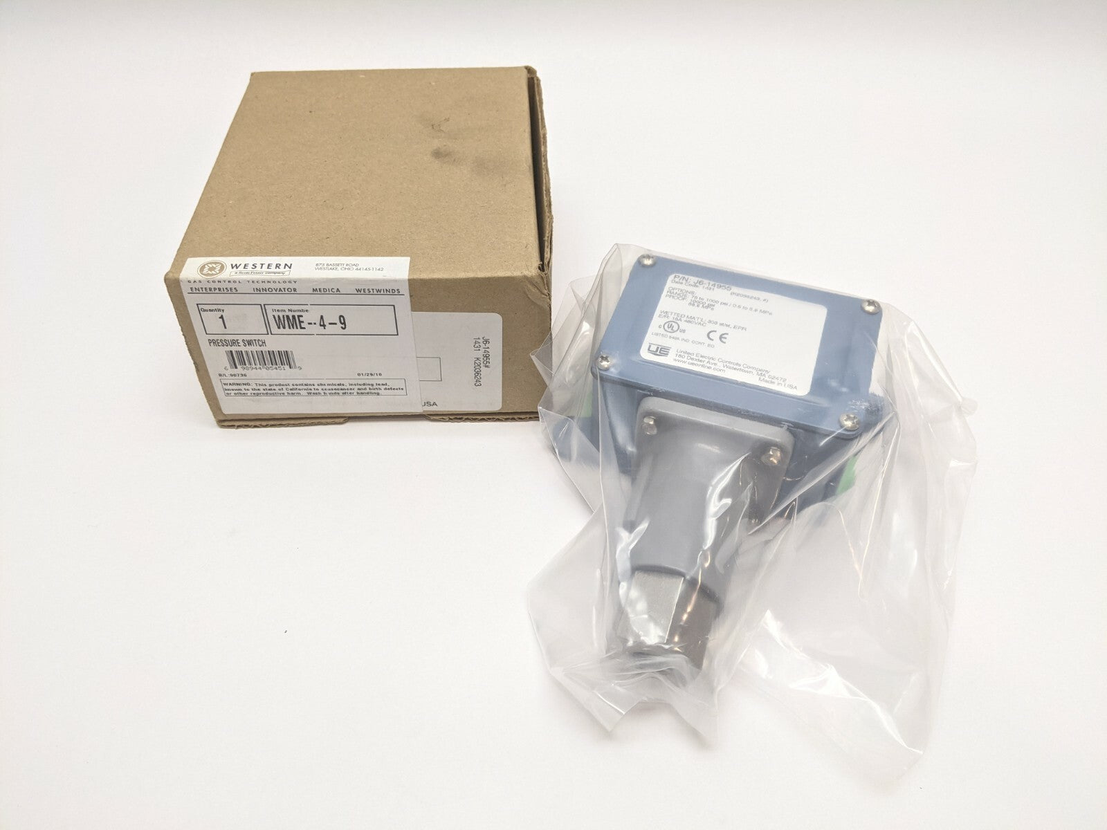 United Electric J6-14955 Pressure Switch Western WME-4-9 - Maverick Industrial Sales