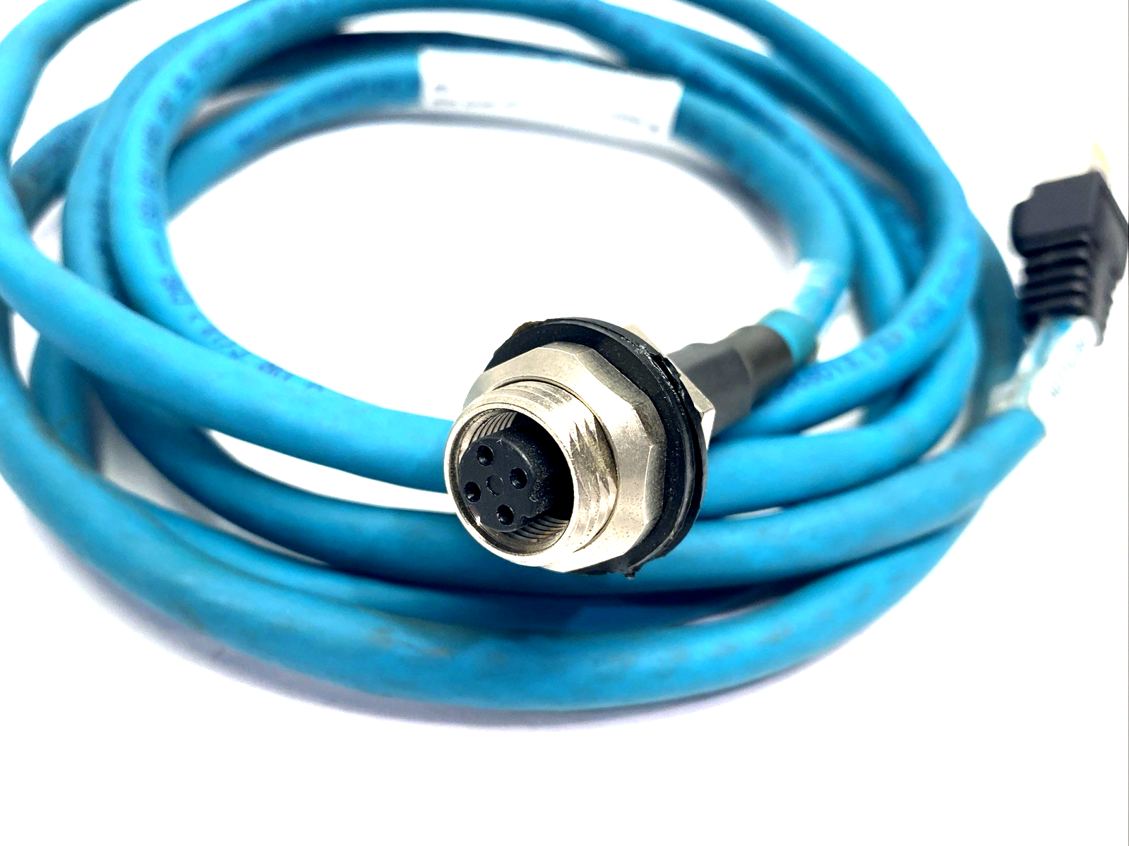 900004158 | Lumberg Automation 0985 YM57530 104/2M M12 4-Pin Receptacle To RJ45 2m - Used - Maverick Industrial Sales