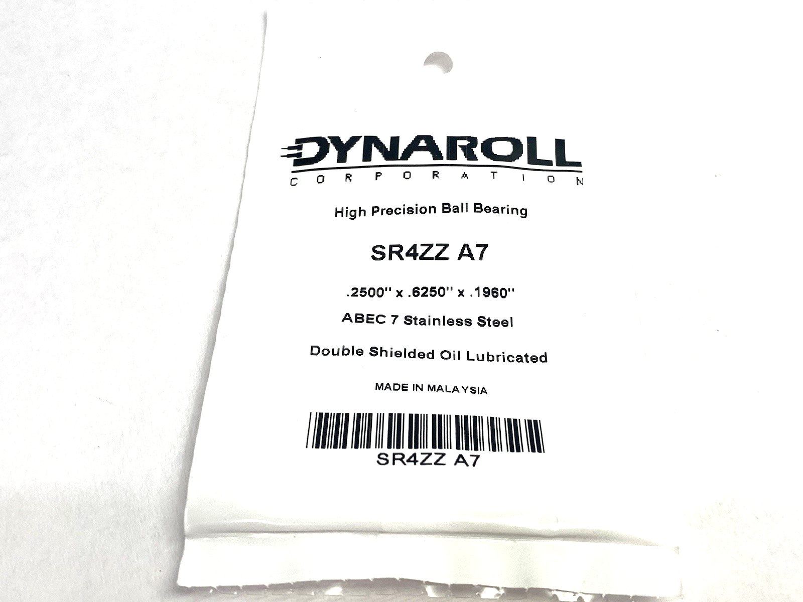 SR4ZZ A7 | Dynaroll Miniature Precision Ball Bearing, Double Shielded, Oil Lub. - New - Maverick Industrial Sales