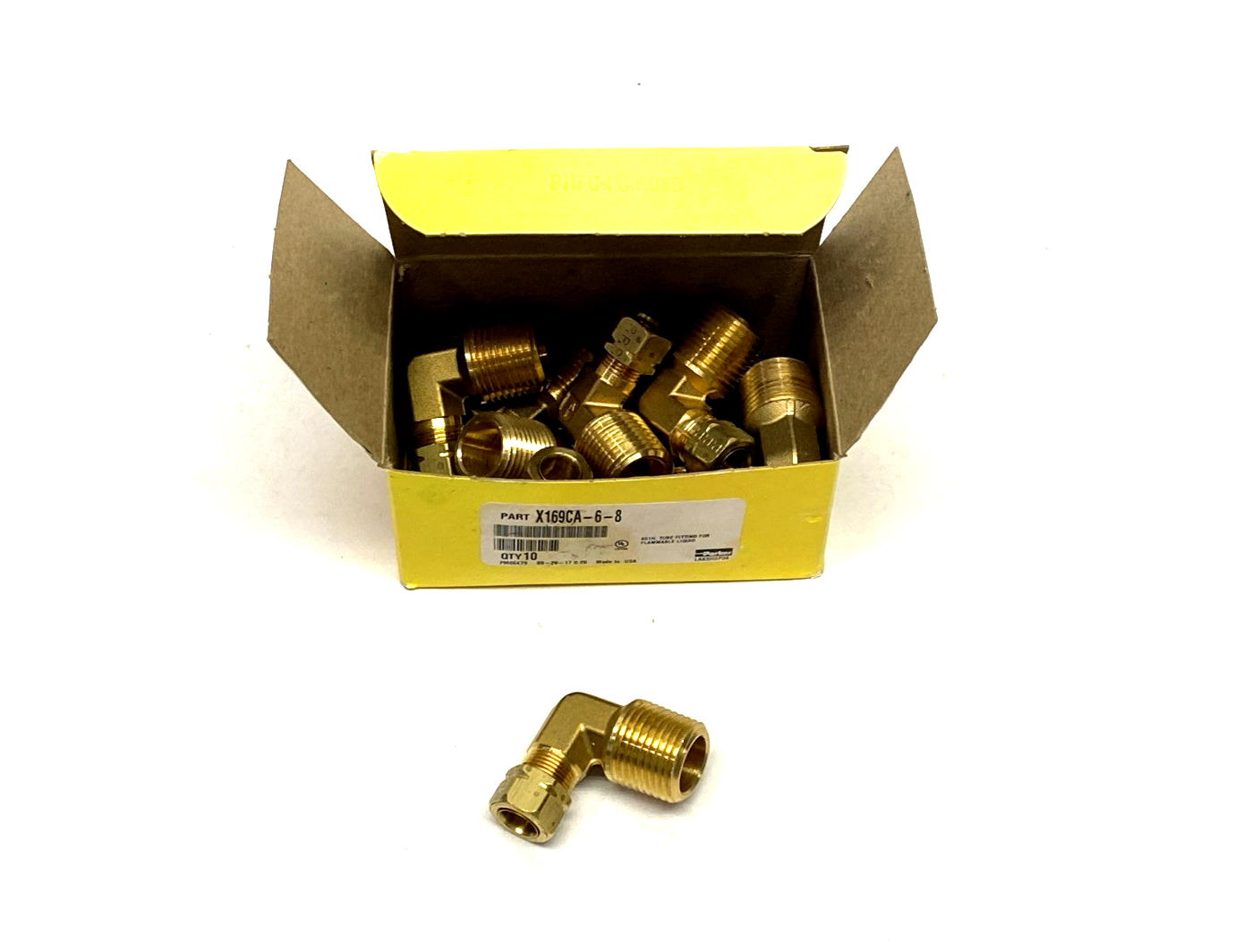 Parker 169CA-6-8 Brass Compression Elbow Fitting 3/8" Tube OD x 1/2" NPT 10-PACK - Maverick Industrial Sales