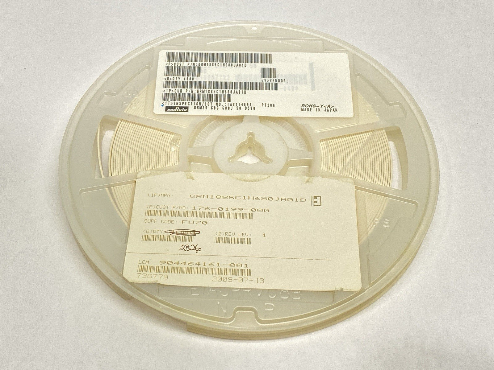 GRM1885C1H680JA01D Ceramic Capacitor 68 pF ±5% 50V 2826 QTY REEL - Maverick Industrial Sales